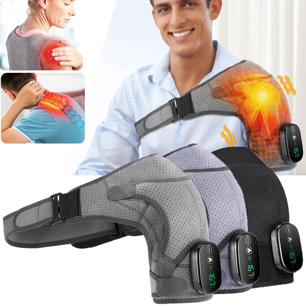 Electric Shoulder Massager W/ 3Vibration 3Heated Massage Brace Joint Pain Relief