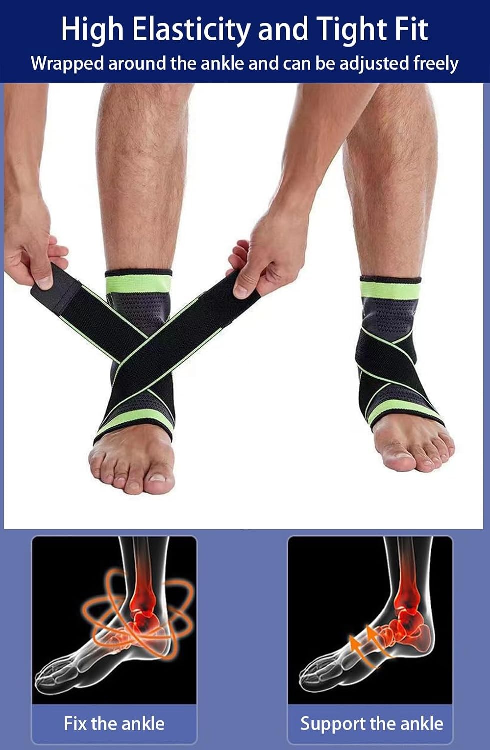 2 Pcs Black Ankle Braces Compression Sleeve Plantar Fasciitis Plantar Relief Arc