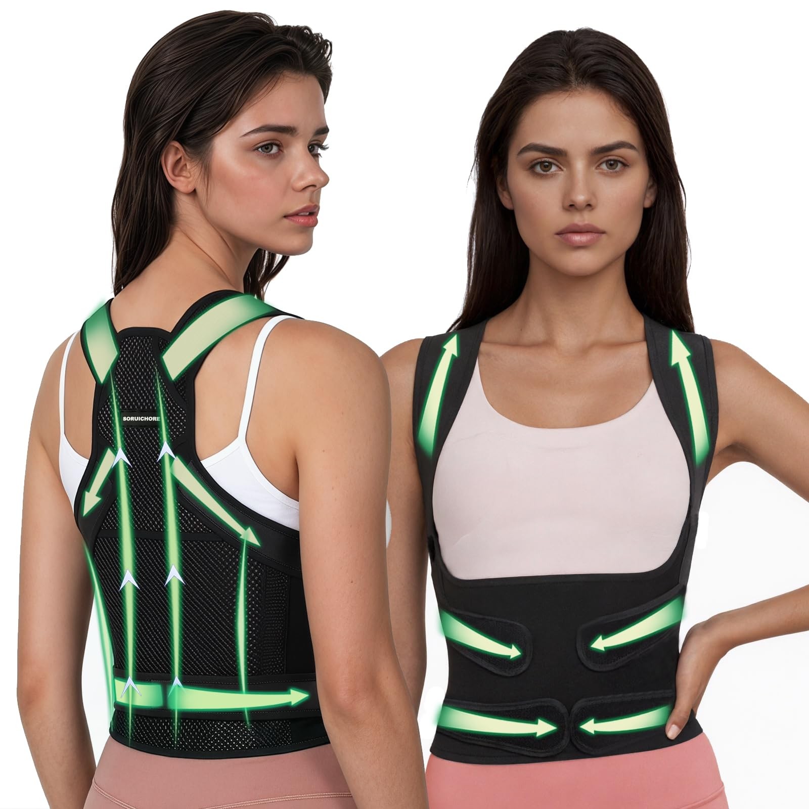 Posture Corrector for Women,2-in-1 Back Brace with Shoulder Support, Adjustab…