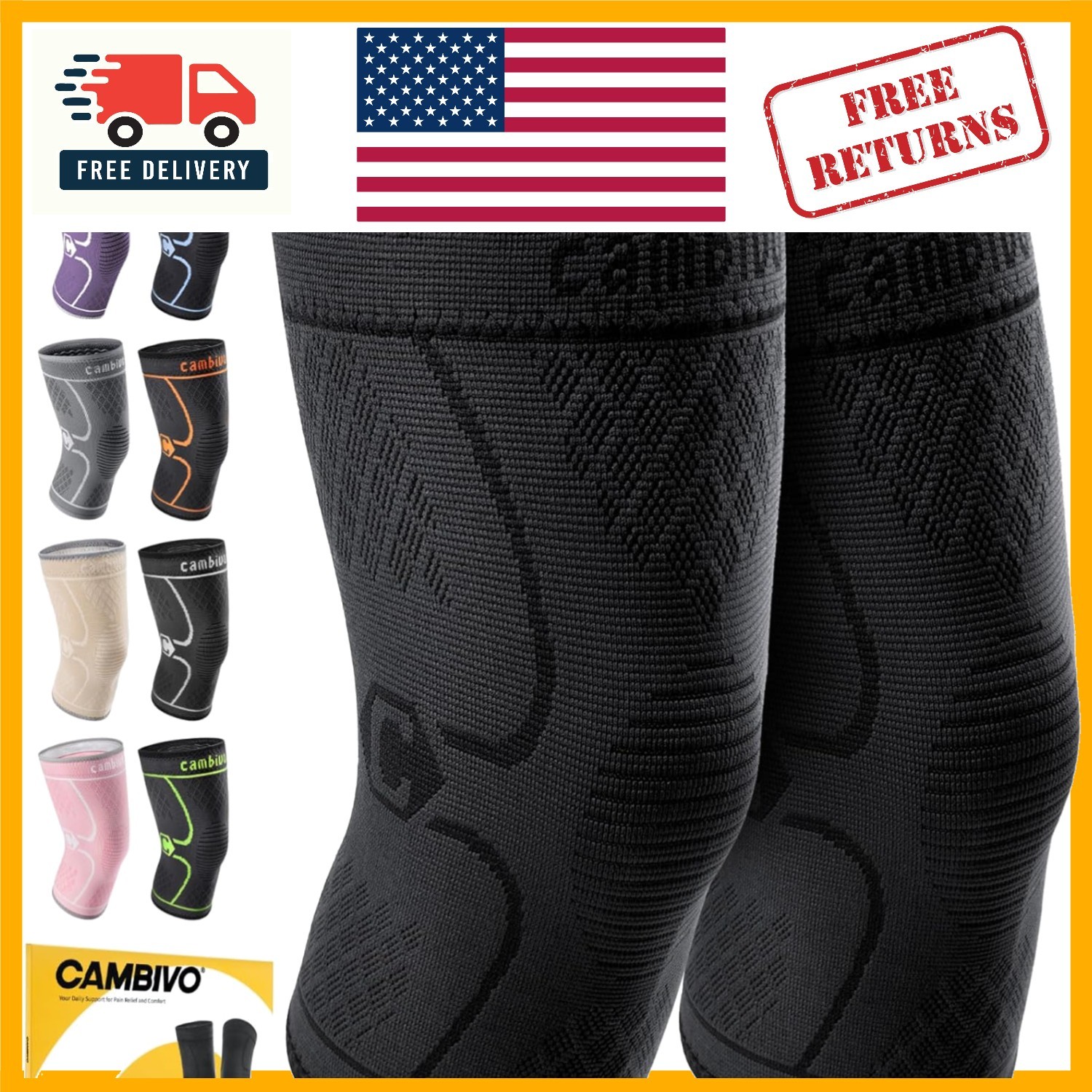 Breathable Knee Braces – 2 Pack Medium Compression Support for Active Lifestyle