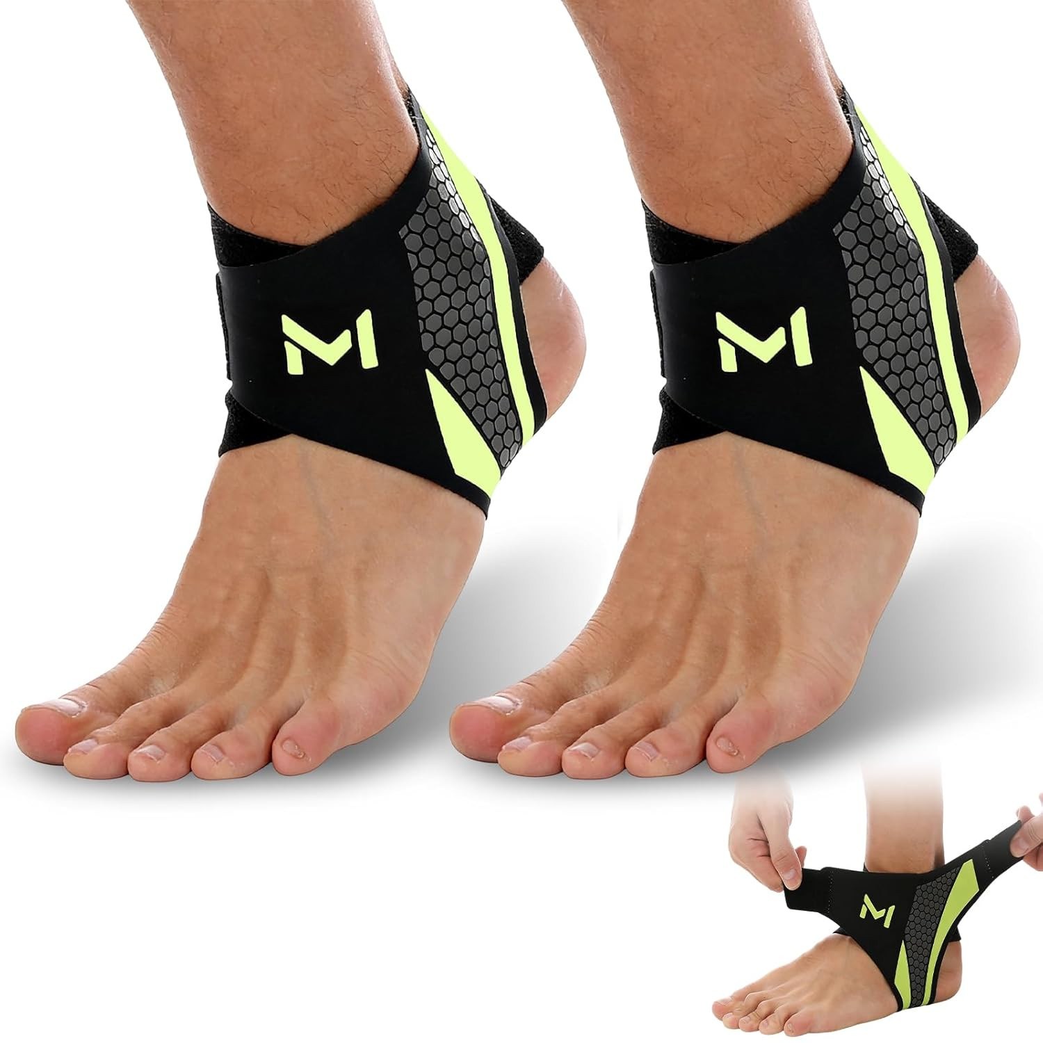 Ankle Brace for Men & Women, Adjustable Figure-8 Stabilizer with Straps for Bask