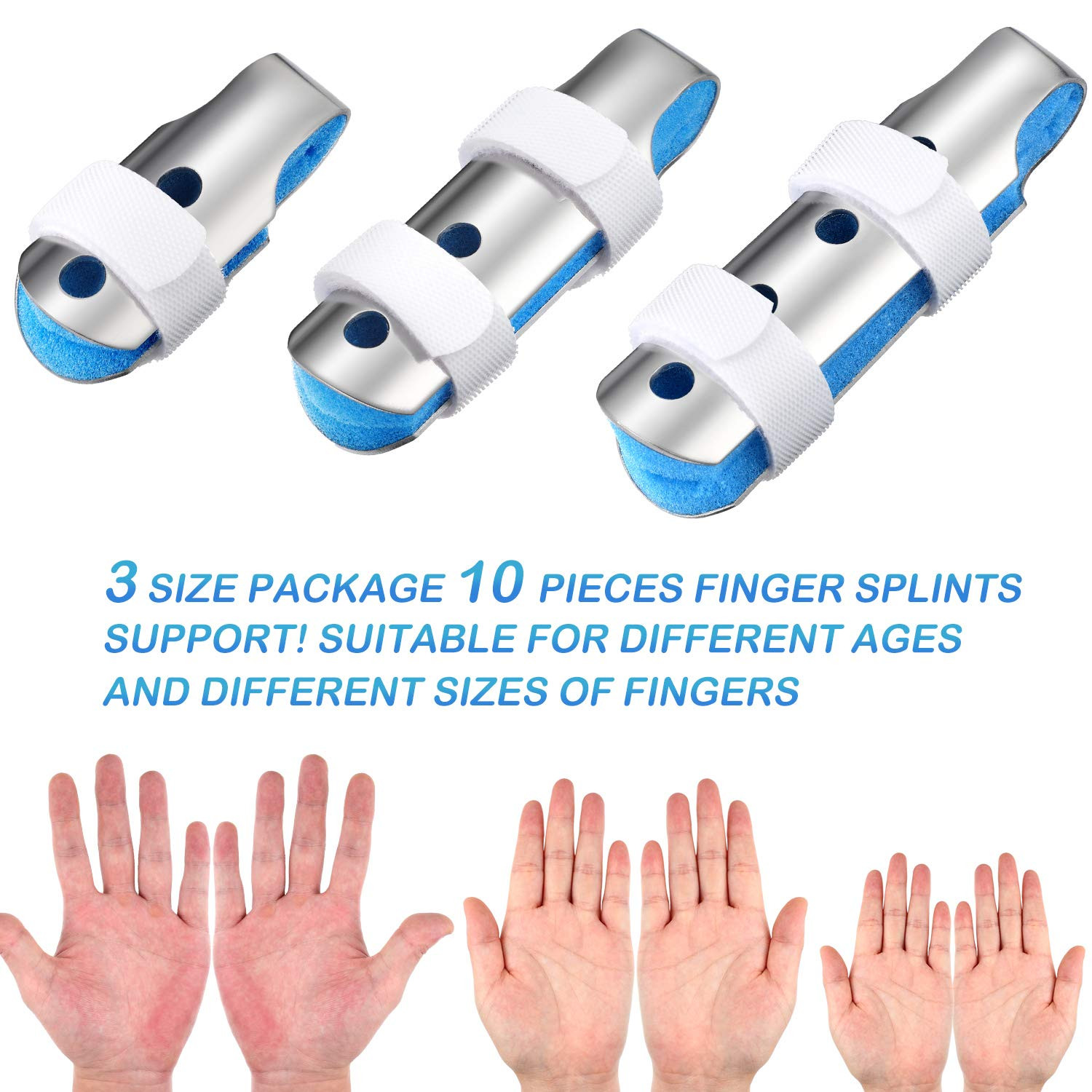 10-Piece Finger Splints Set – Metal Stabilizers with Soft Foam & Straps