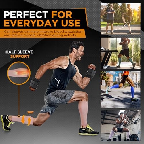 Compression Calf Sleeve for Men & Women – 20-30mmHg Medium REGULAR Skin/Nude