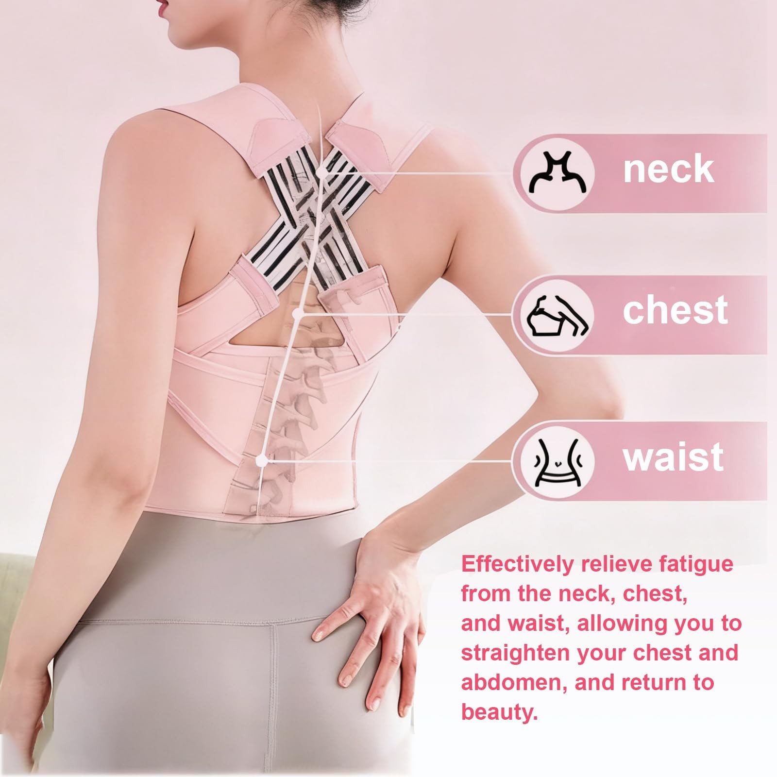 ZEYOHUAN Back Brace Posture Corrector for Women, Pink, Sizs XL, X-Large, Pink