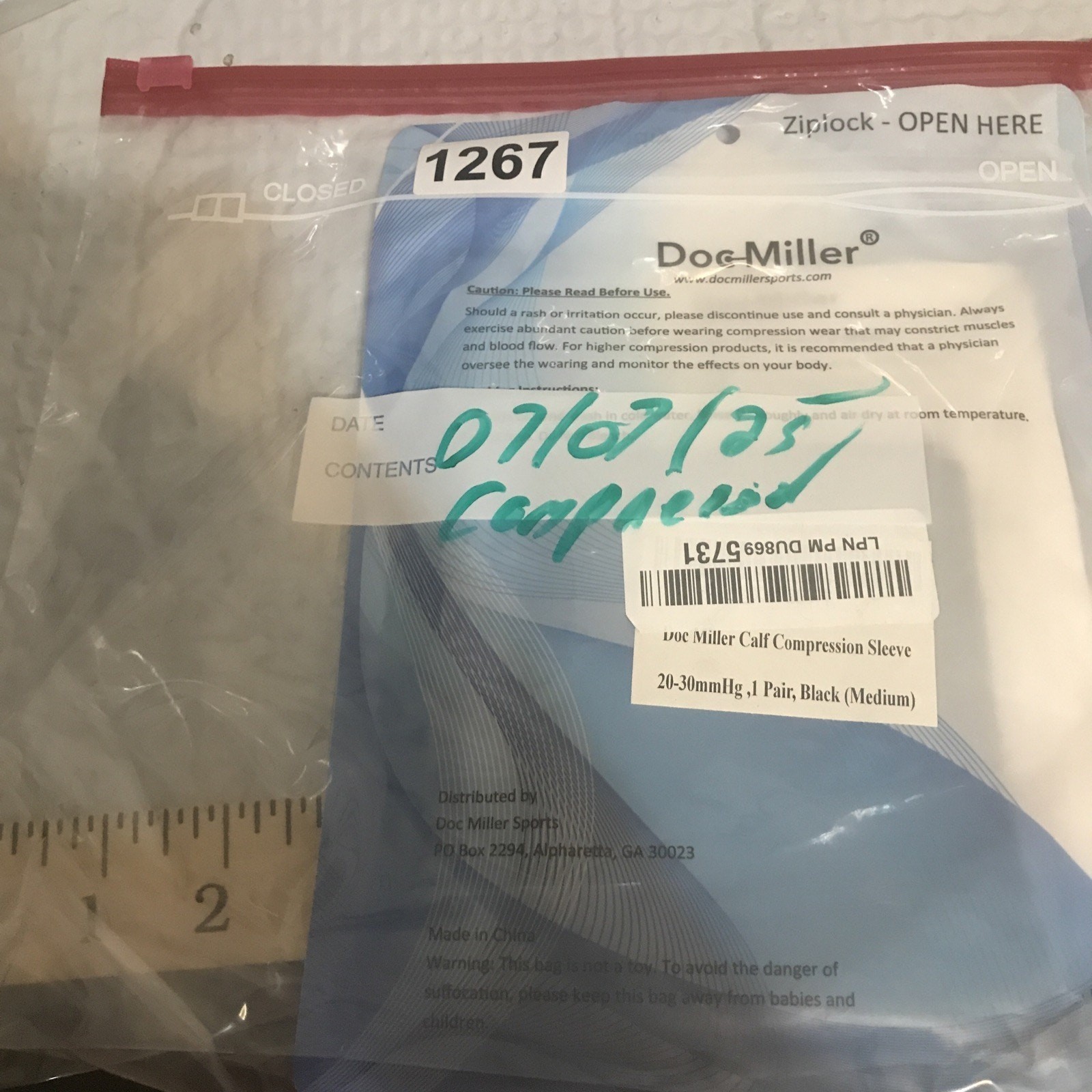 Doc Miller Calf Compression Medium Sleeve Black 15-20mmHg