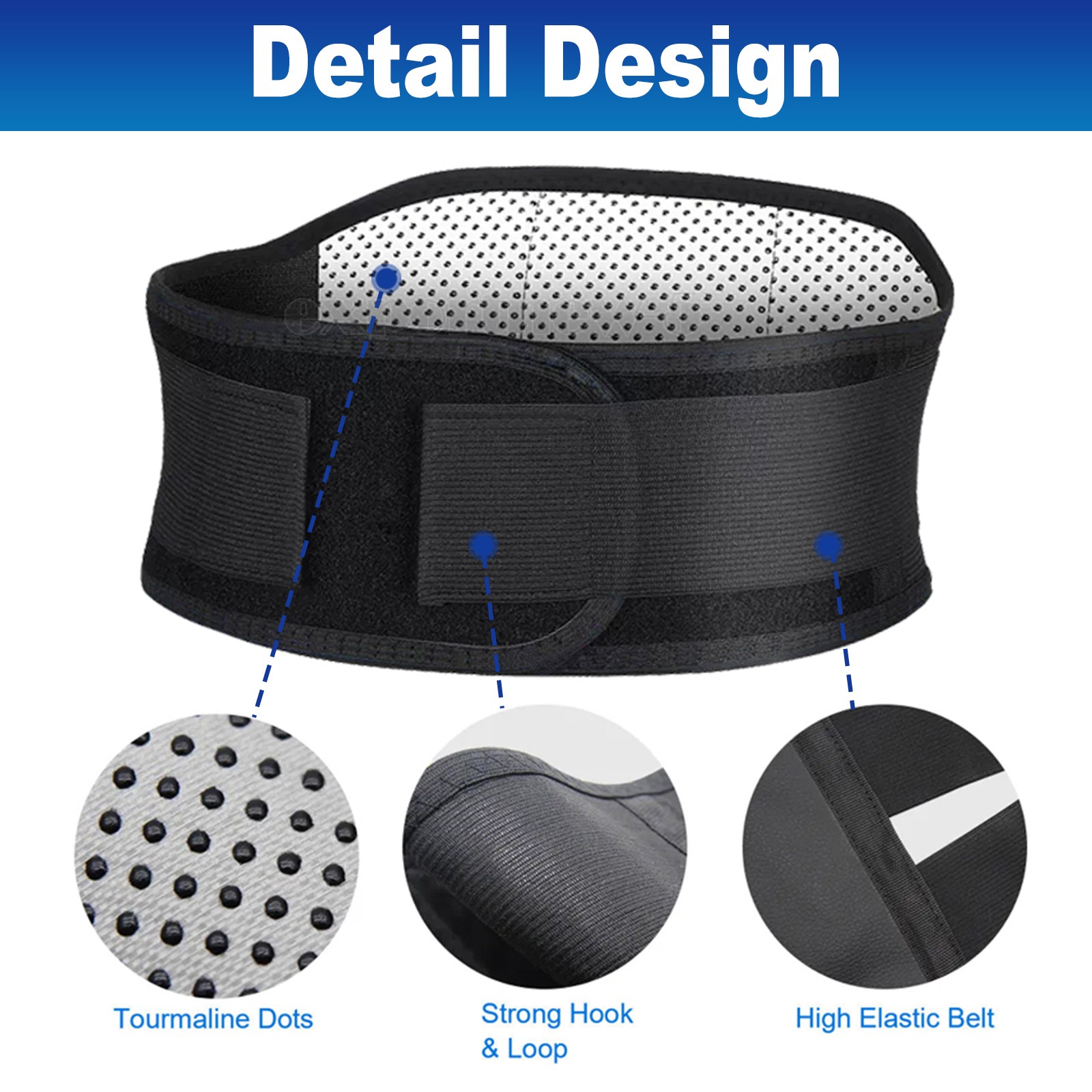 US Self Heating Magnetic Back Support Lower Lumbar Brace Adjust Belt Pain Relief