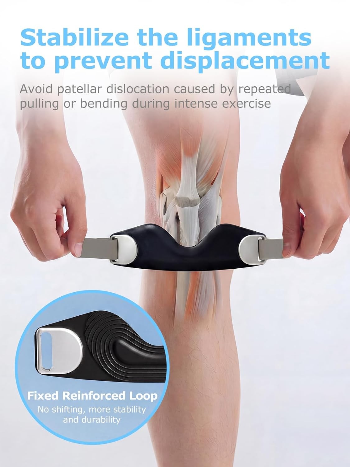 Silicone Patellar Tendon Support Strap 2 Pack, Knee Band for Sports Injuries