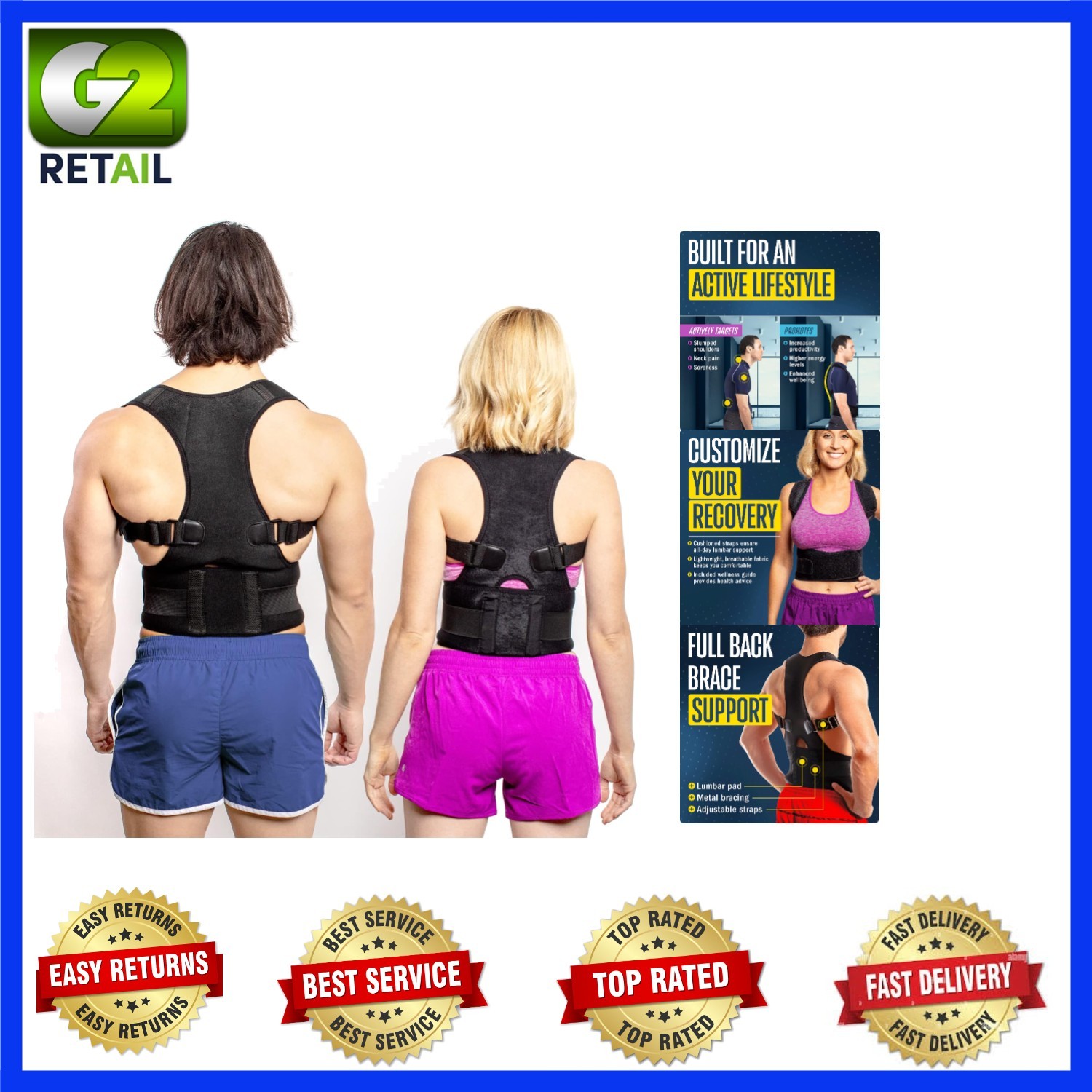 Lightweight FlexGuard Posture Support: Unisex Adjustable Brace for Pain Relief