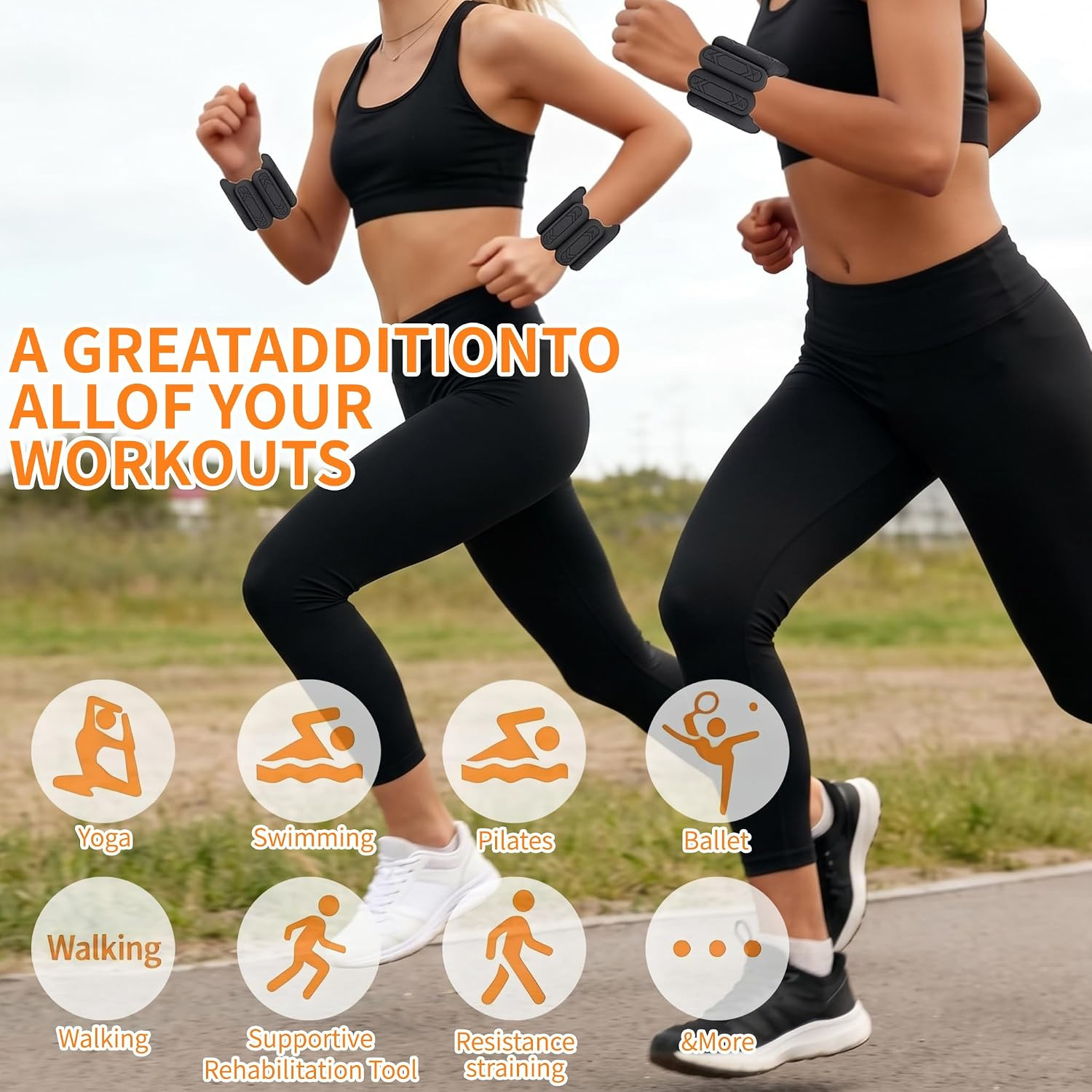 Wrist & Ankle Weights for Women Men, 1Lb/2Lb/4Lb Set of 2 – Adjustable Wearable