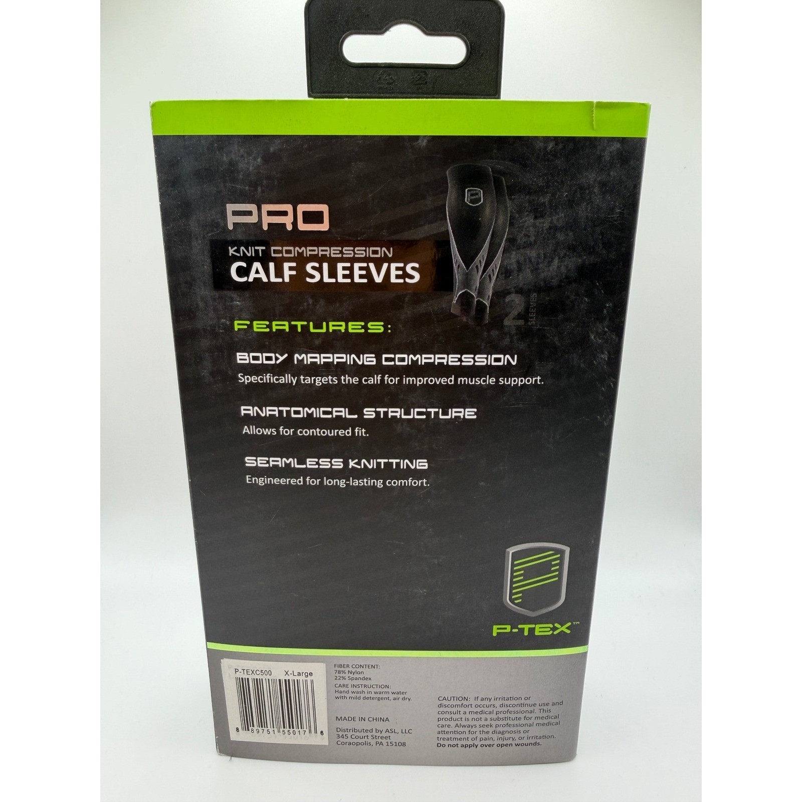 P-TEX PRO Knit Compression Calf Sleeves Black Gray XL P-TEXC500 1 Pair