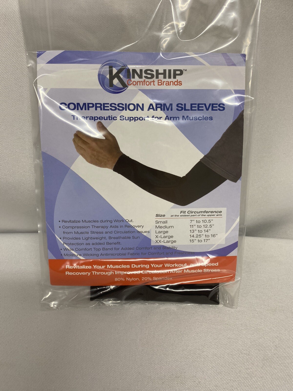 Kinship Comfort Brands Black Arm Compression Sleeve for Men & Women Size X-Large