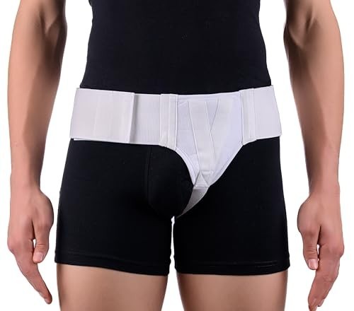 Hernia Truss Belt Medium White Adjustable Inguinal Support Pad Removable