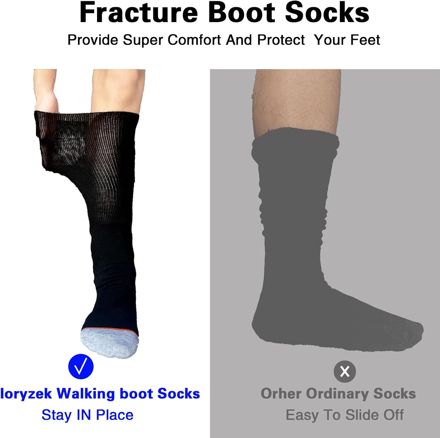 Walking Boot Socks Air Cam Walker Cast Socks 2 Pairs Fracture Boot Brace Sock Su