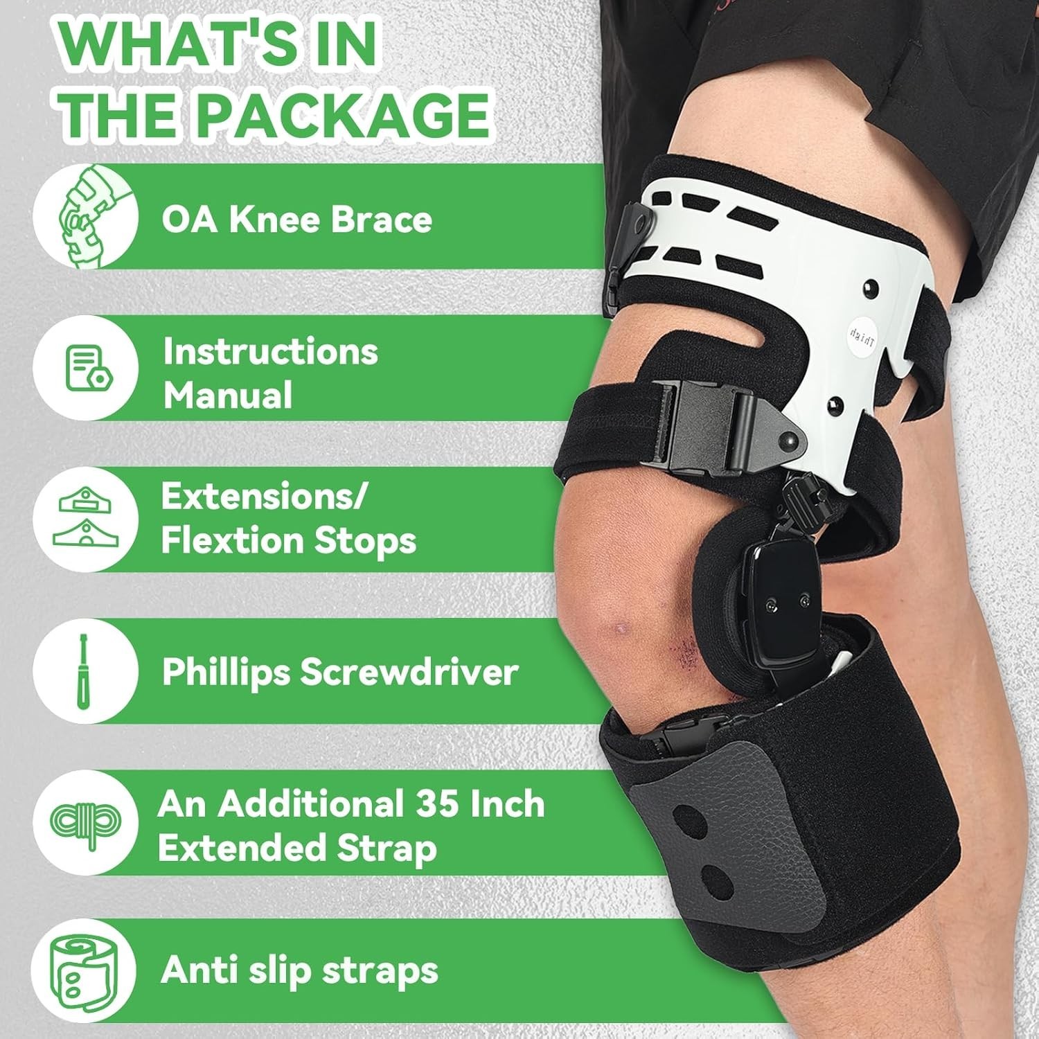 Orthomen OA Unloader Knee Brace with Anti-slip Strap, Men & Women **RIGHT LEG**