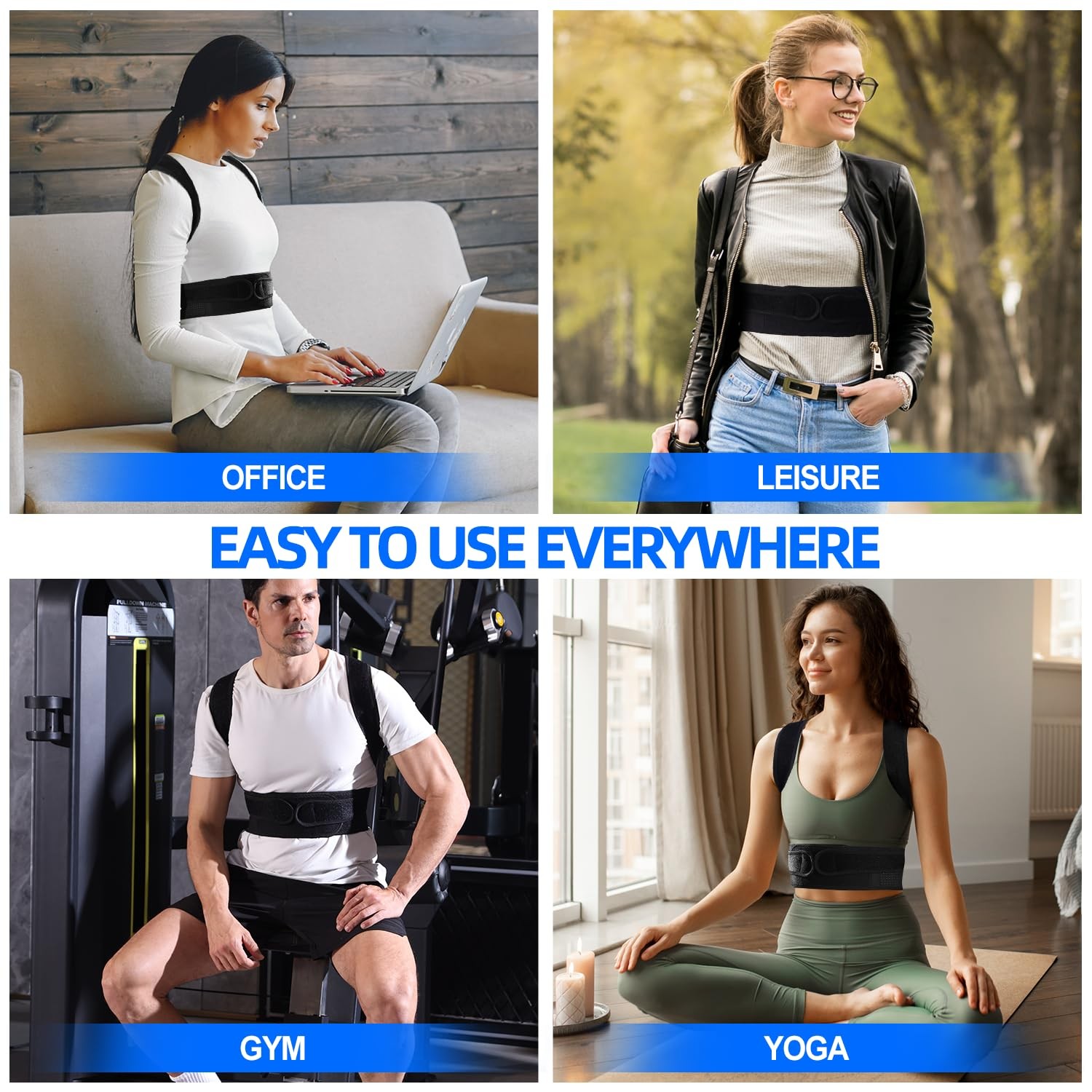 IYDoaMea Posture Corrector for Women and Men ( Order A 2XL(43.3~49.2), Black