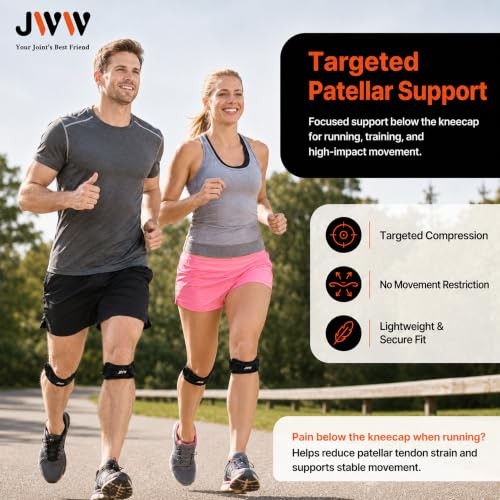JWW Patellar Tendon Support Strap 2 Pack, Knee Brace for Knee Pain Relief |
