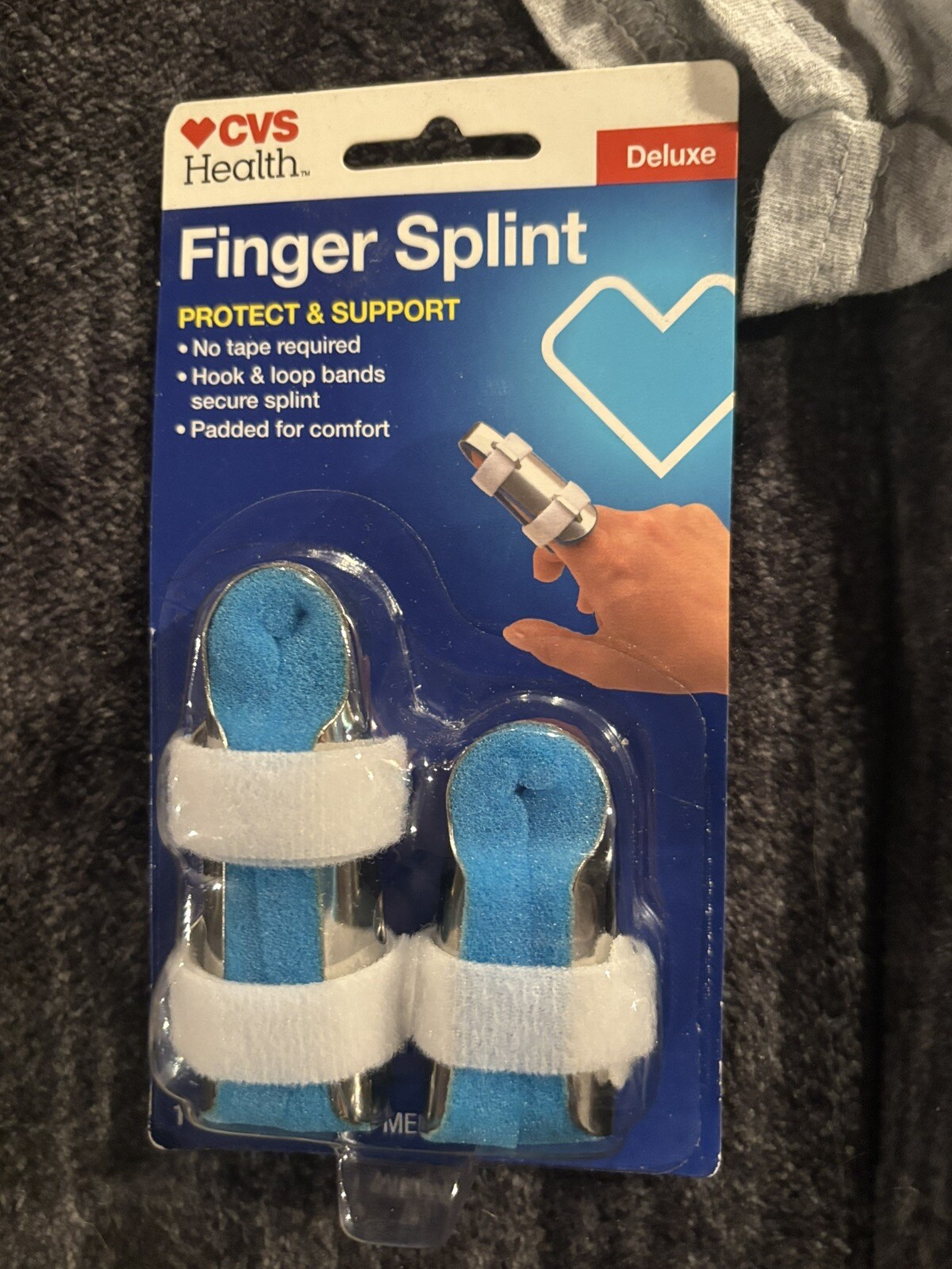 2pk New! CVS Health Finger Splint Deluxe Finger Immobilizing Splint Medium