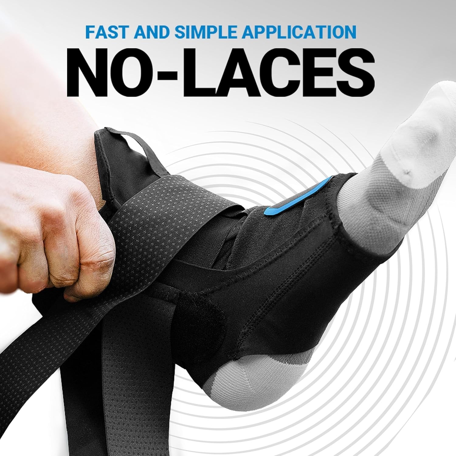 Sprained Ankle Brace – No Lace, Figure-8 Wrap, Adjustable Compression (Large)
