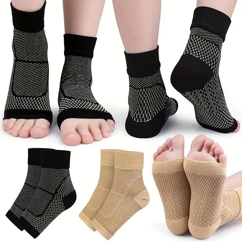 2Pair 20-30mmHg Ankle Brace Compression Sleeve Support Socks Foot Fasciitis Pain