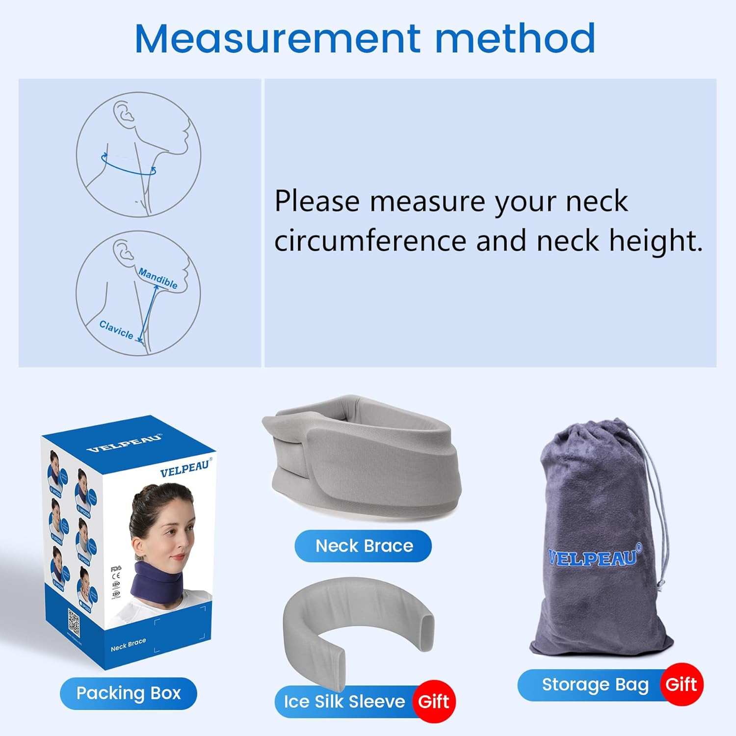 Soft Cervical Neck Brace Support Collar Gray Medium