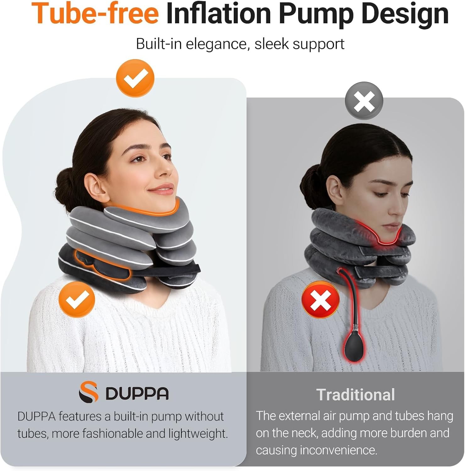 3-Layer Inflatable Neck Stretcher for Pain Relief – Custom Fit 11.4-14.0 in