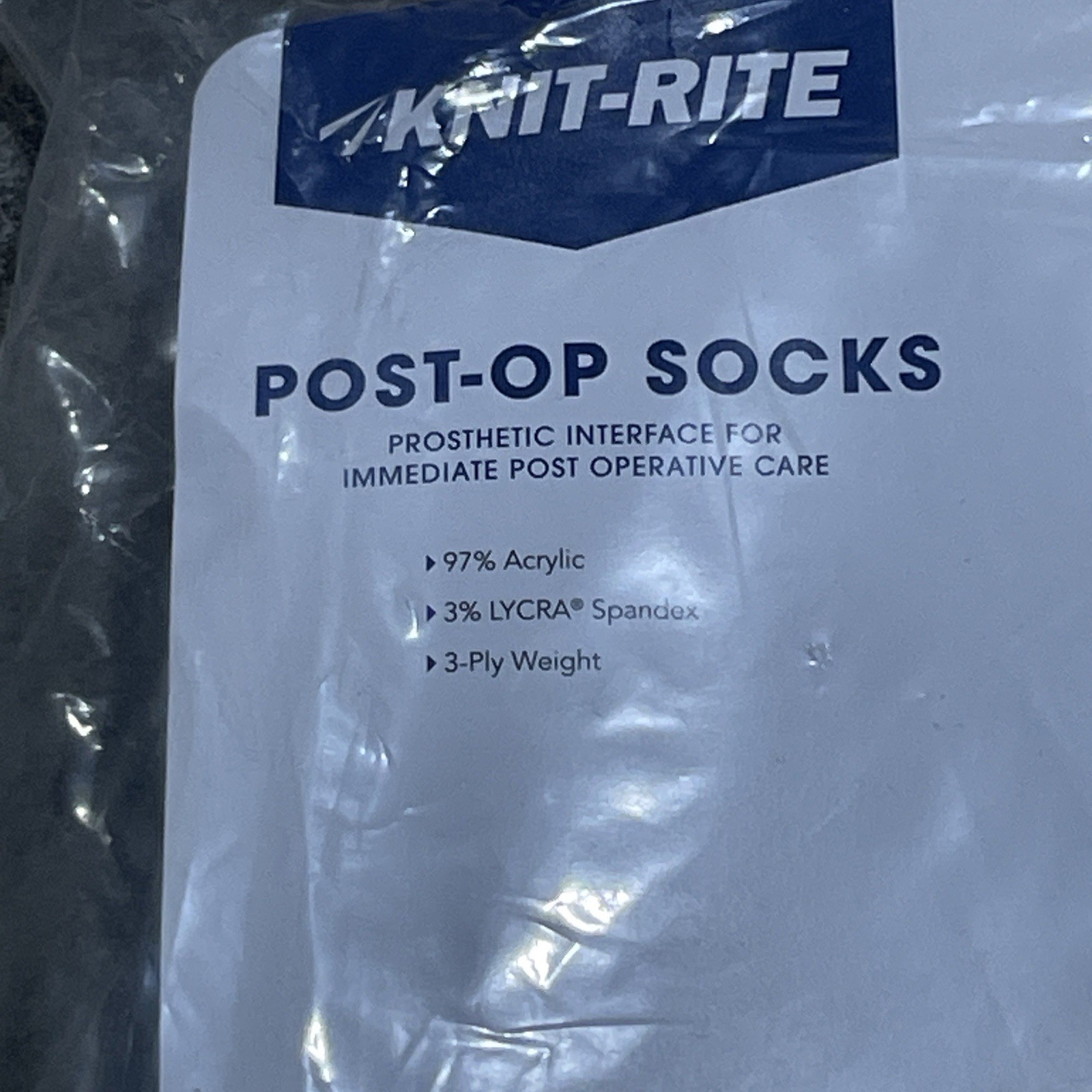 Knit-Rite Prosthetic Post-Op Socks 3 Ply 9x7x18 Lot Of (4) 1PL33718