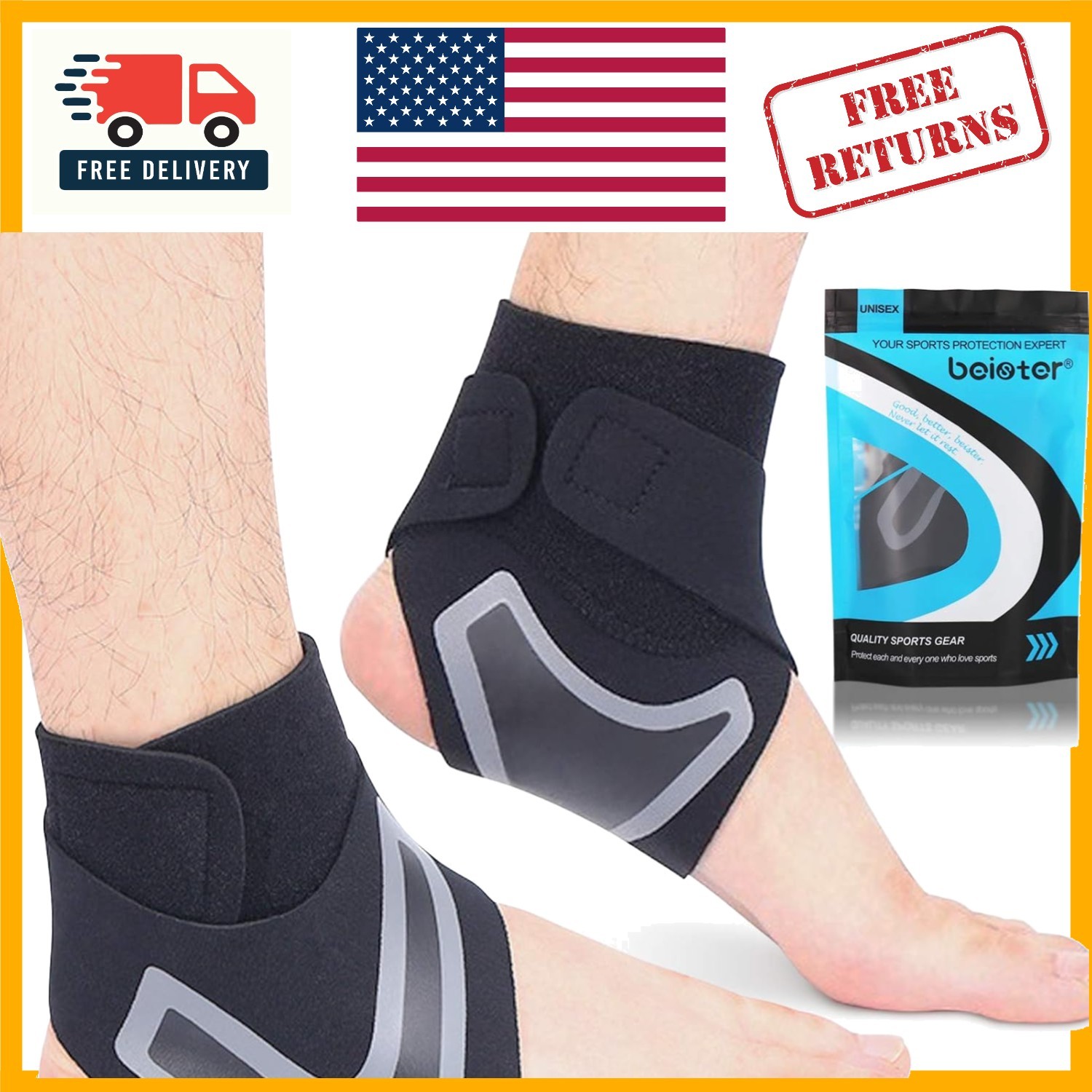 Elastic Neoprene Ankle Support | Lace-Free Design for Optimal Mobility | 2 Count
