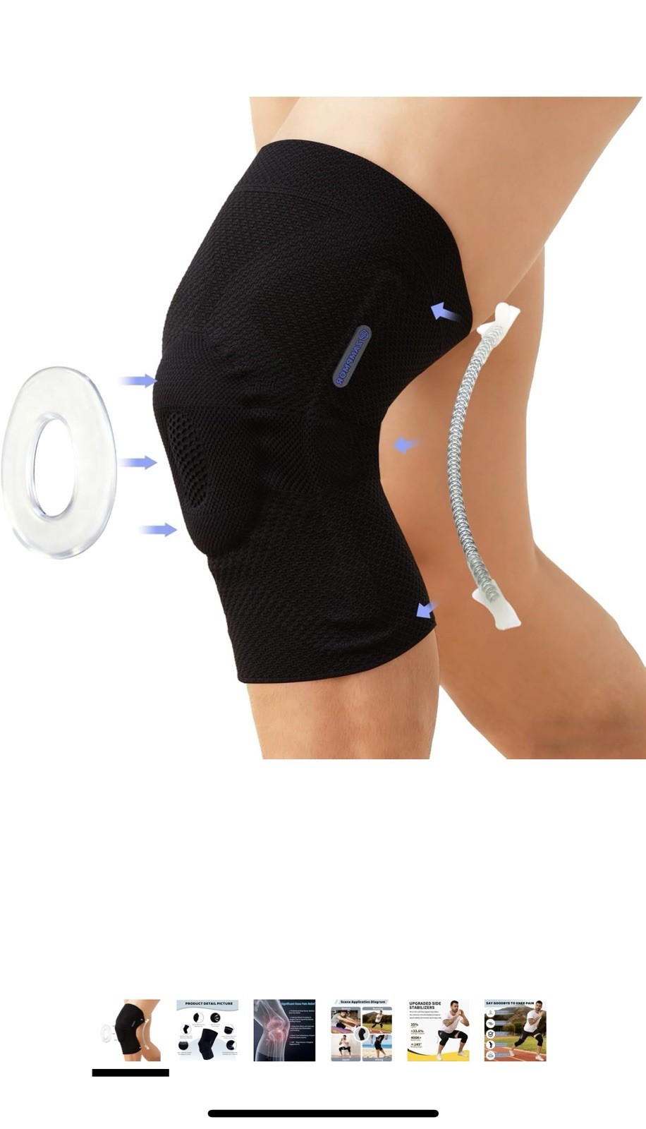 Knee Brace for Men Women, Professional Knee Compression Sleeve (Black,Size:L)1p
