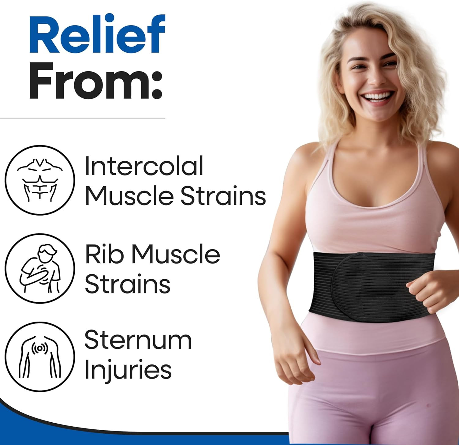 Rib Brace Rib Wrap | Chest Binder to Reduce Pain | Chest Compression Support Bel