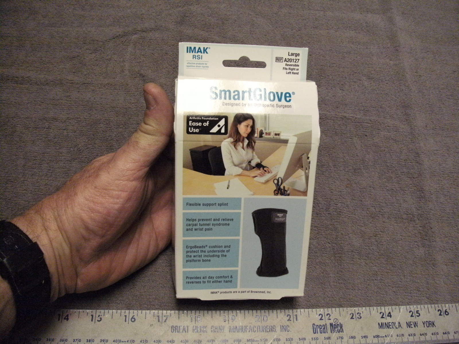 Imak RSI SmartGlove, Flexable Support Splint, Size Large, new unused cond in Box