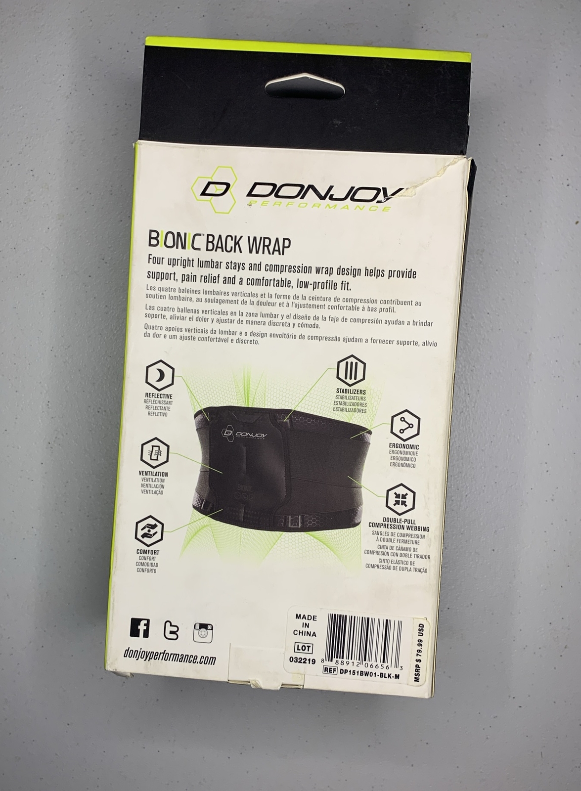 DonJoy Performance Bionic Compression Back Wrap Medium