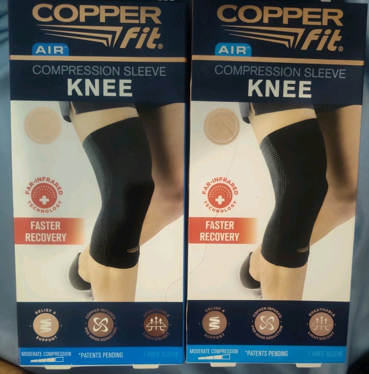 2X Copper Fit Air Compression Infused Knee Sleeve Size Medium 13″-14” New in Box