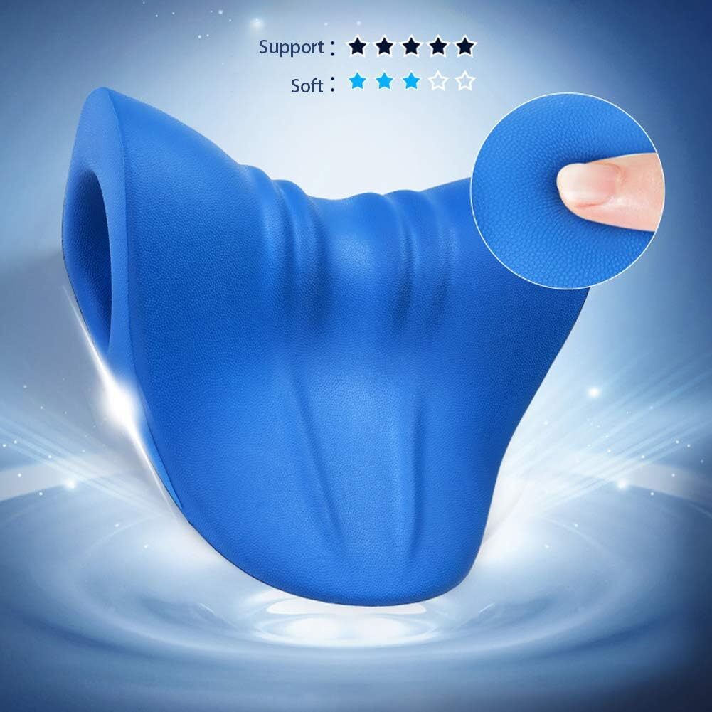 Cervical Neck Traction Device O Shape Navy Blue Posture Corrector 8.6X8.3 Inch