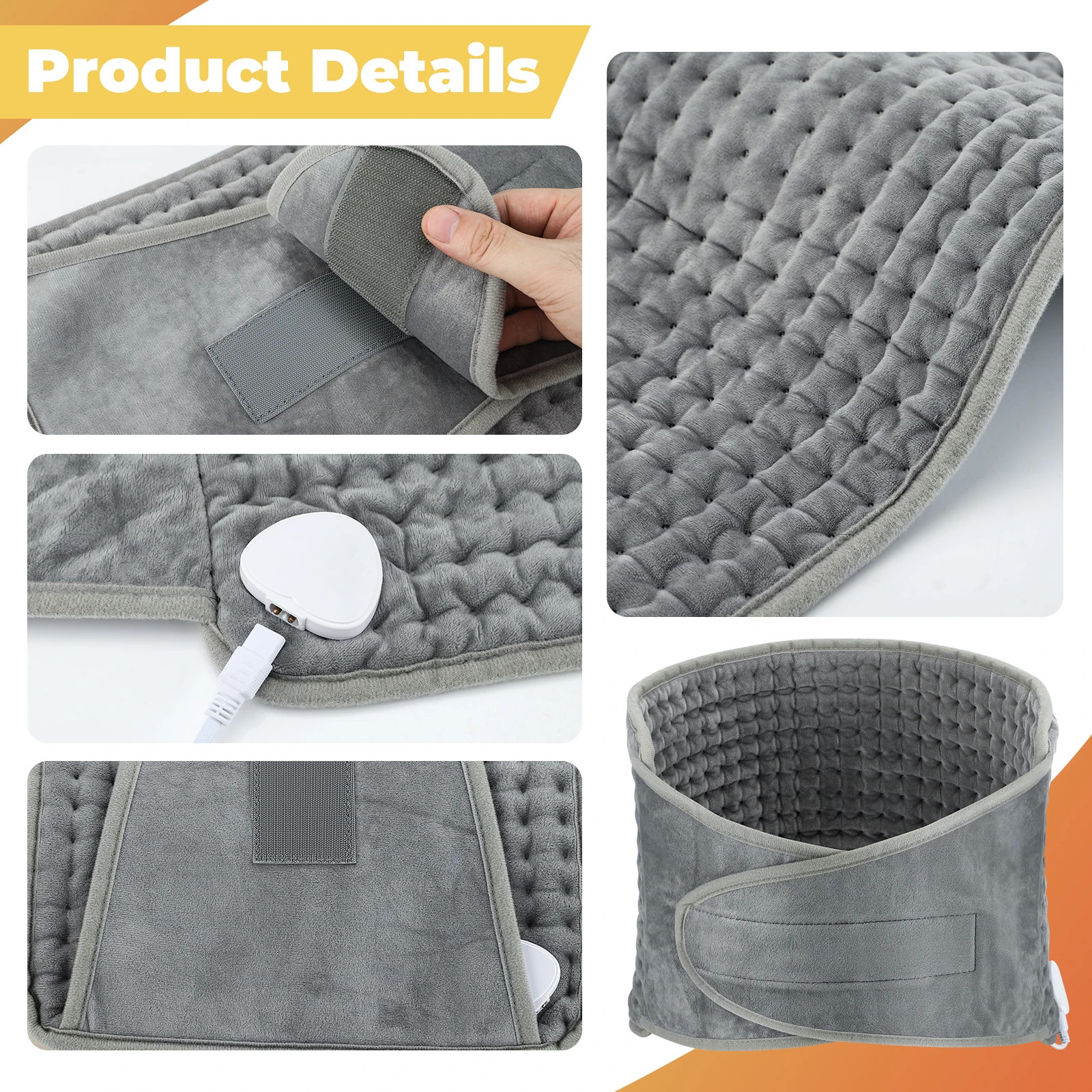 Back Heating Support Belt Electric Waist Brace With Adjustable Temperature Warm