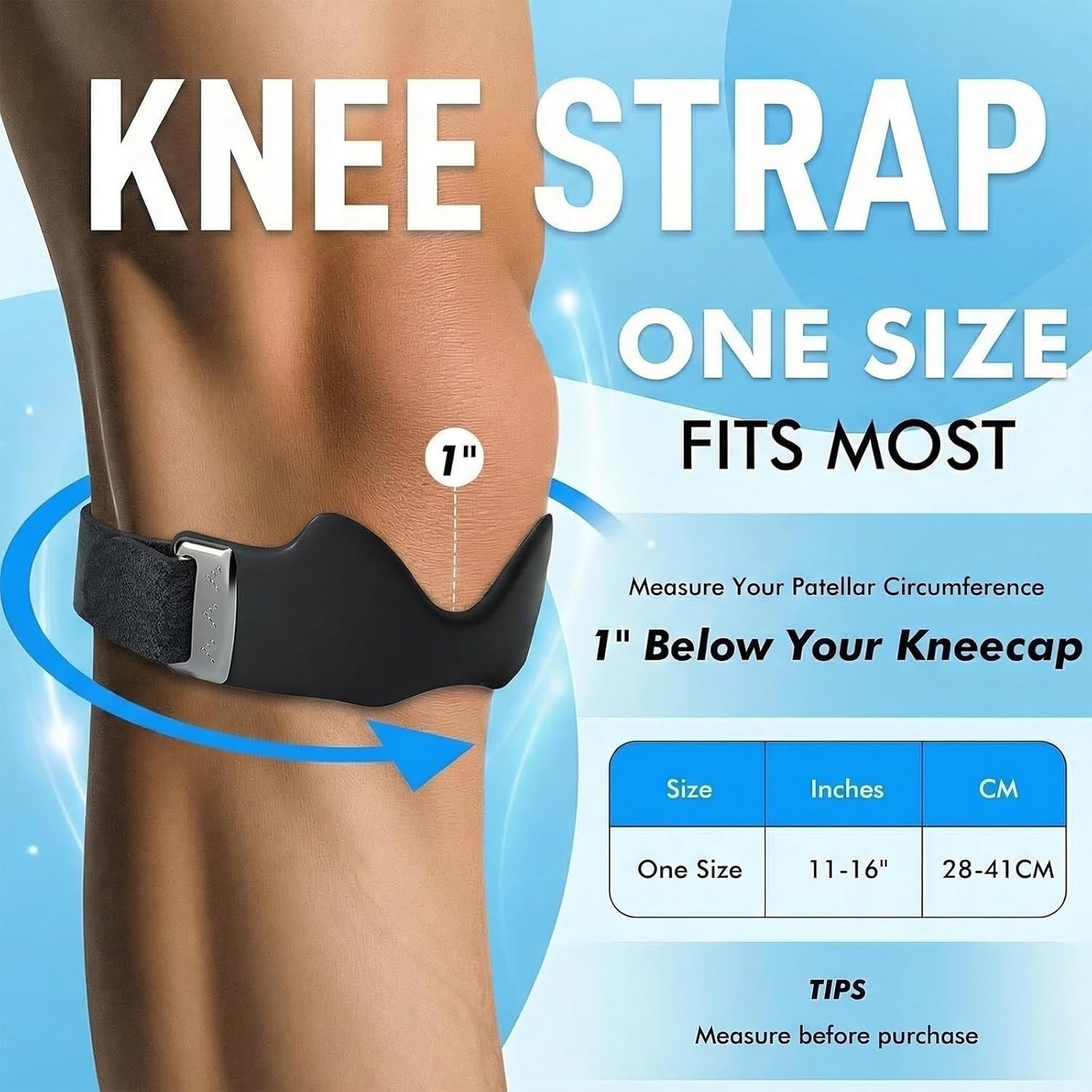 Lightweight Silicone Knee Strap – Non-Slip Support for Jumper’s Knee, 2 Count