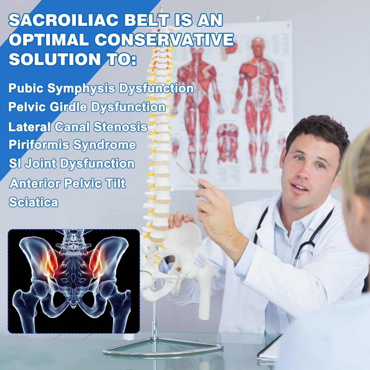Pelvic Lower Back Hip Support Sacroiliac Belt Si Joint Pain for Women & Men