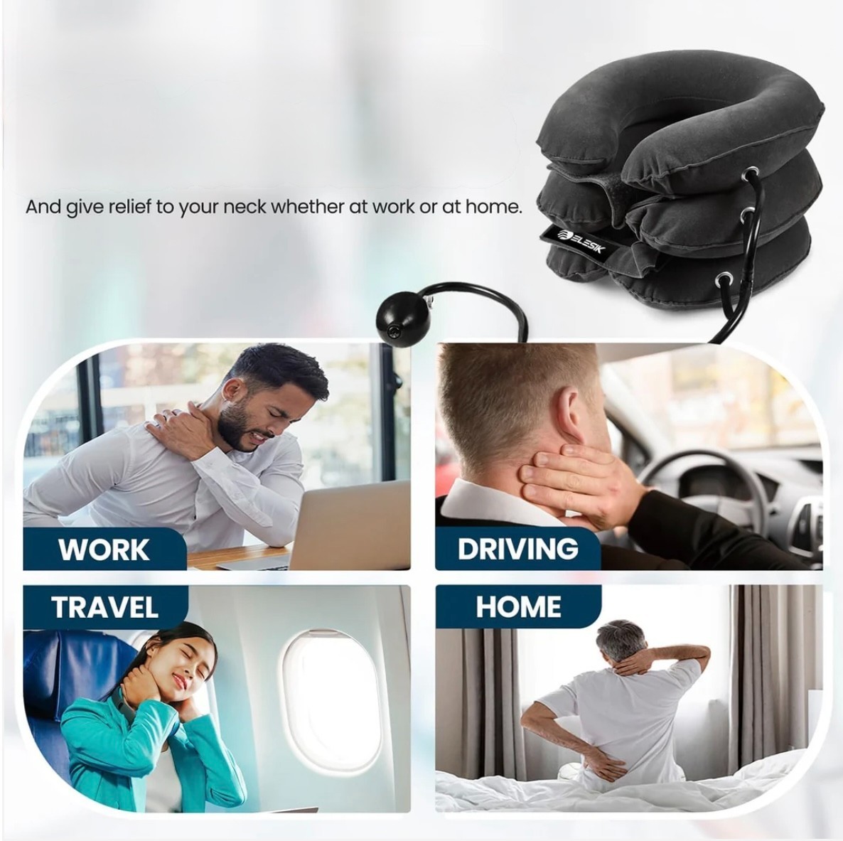 Cervical Neck Traction Device Collar Brace Support Pain Relief Stretcher Therapy