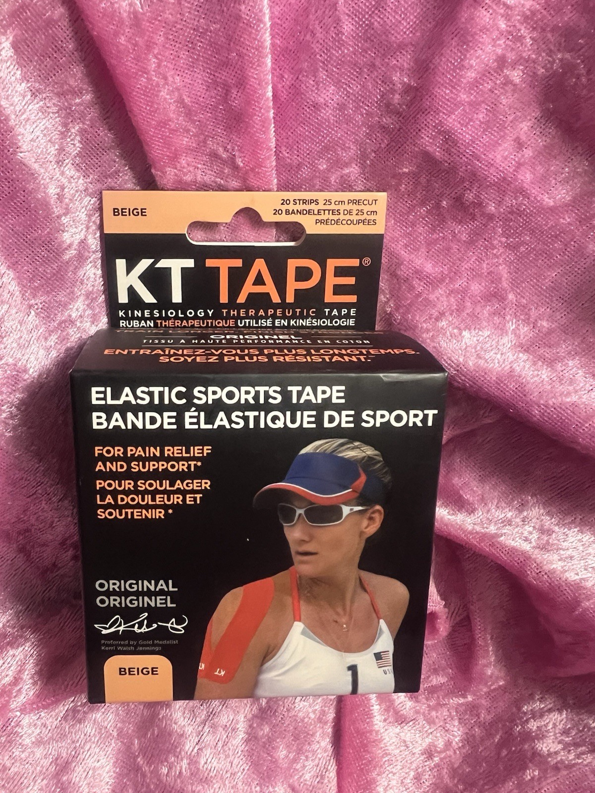 KT TAPE 10 inch Kinesiology Beige Therapeutic Strips – 20 Count