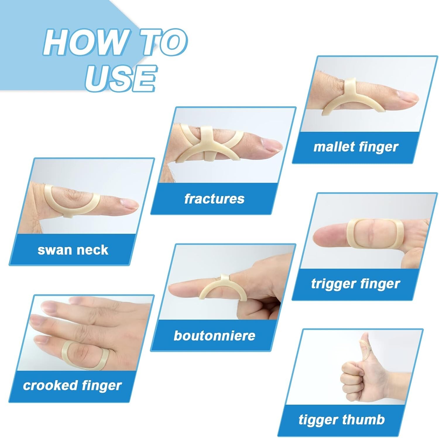 Durable Finger Brace Set – 5 Sizes for Arthritis & Trigger Finger Protection