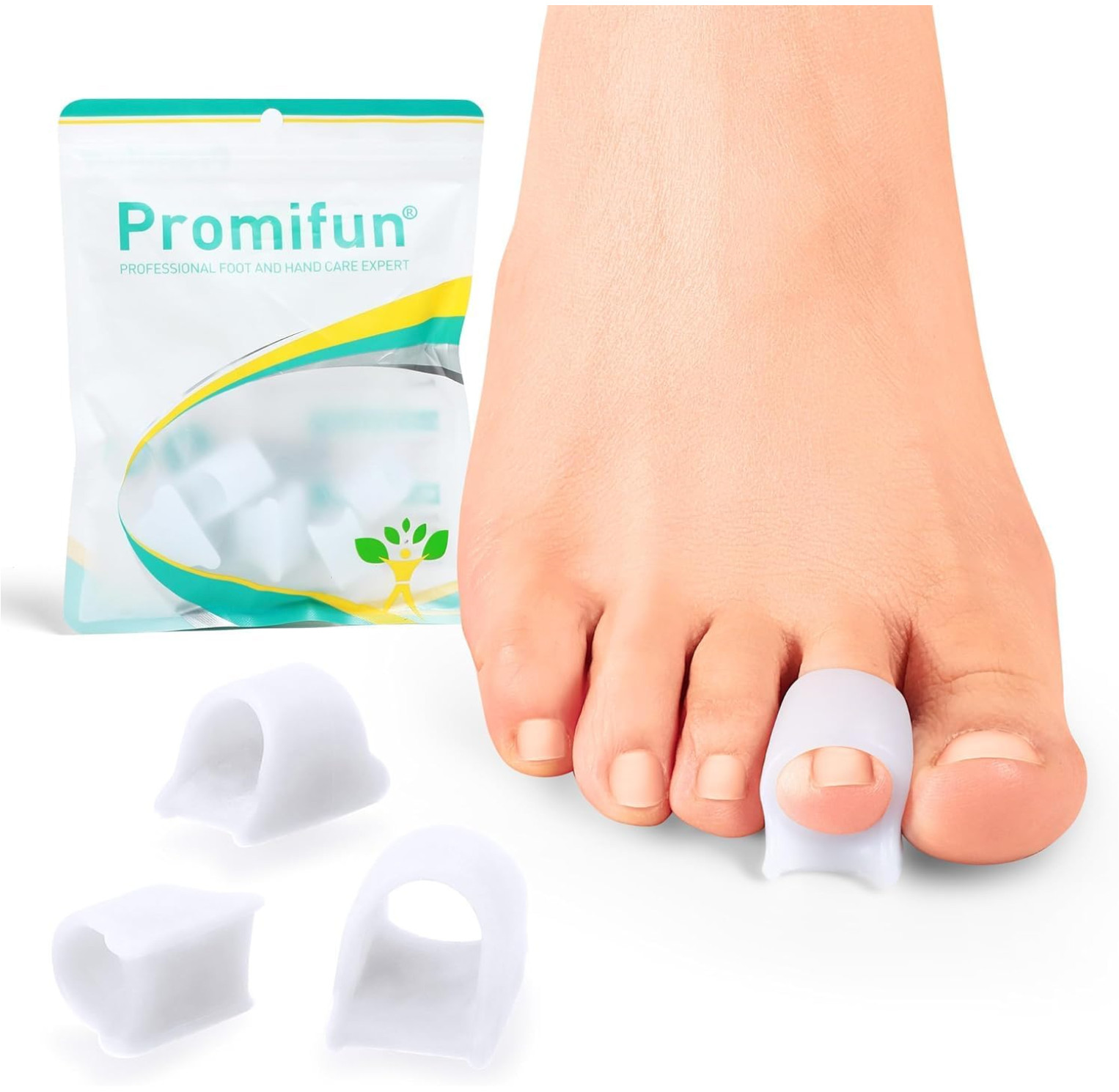 Hammertoe Corrector for Women – 6 Pack Toe Splints – 3 Different Sizes (White)