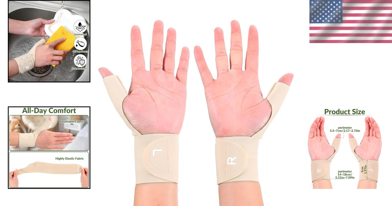 2 Pcs Soft Compression Wrist Brace – Arthritis Pain Relief Support in Skin Color