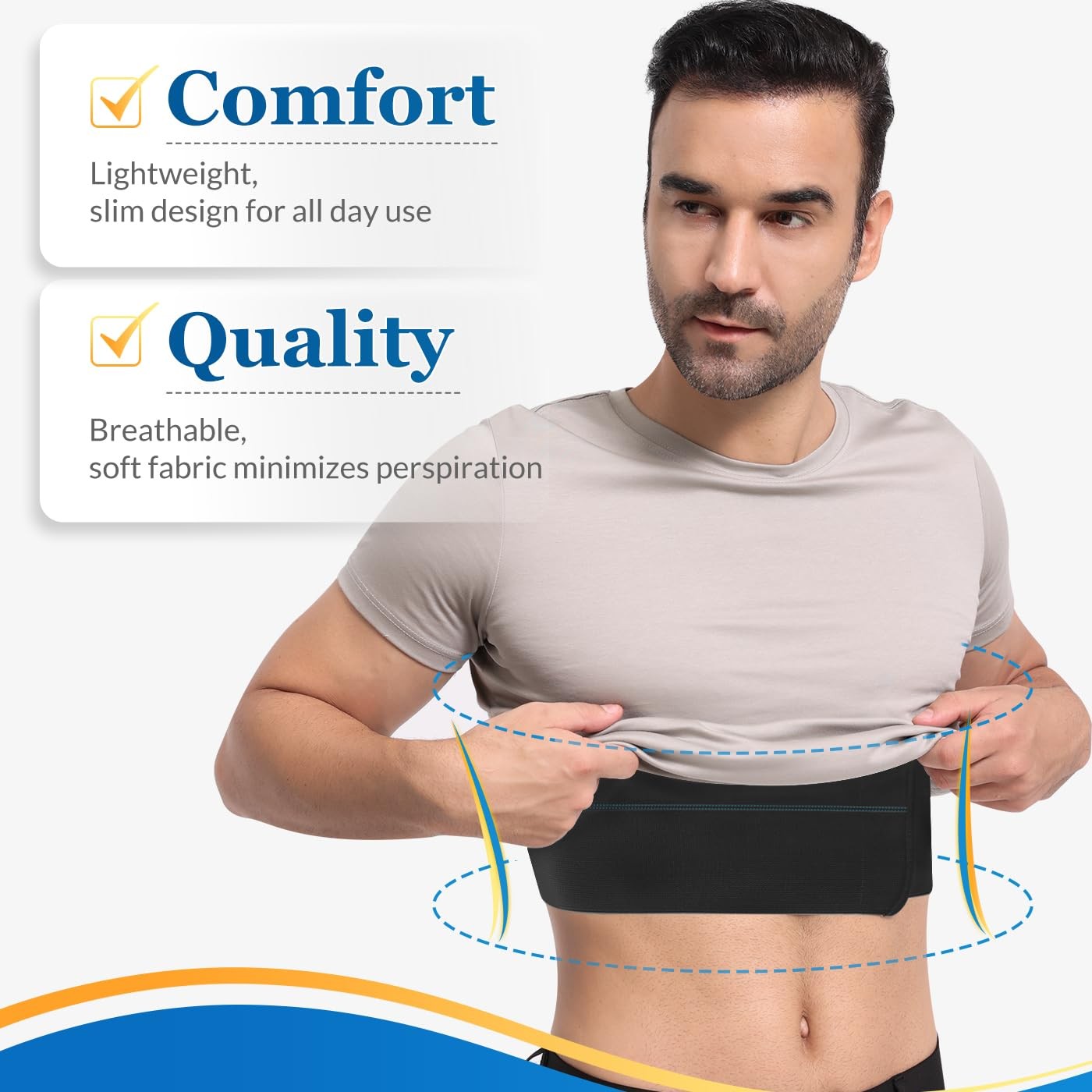 Broken Rib Brace Men Compression Chest Binder Support Pain Relief Belt 30”-45”