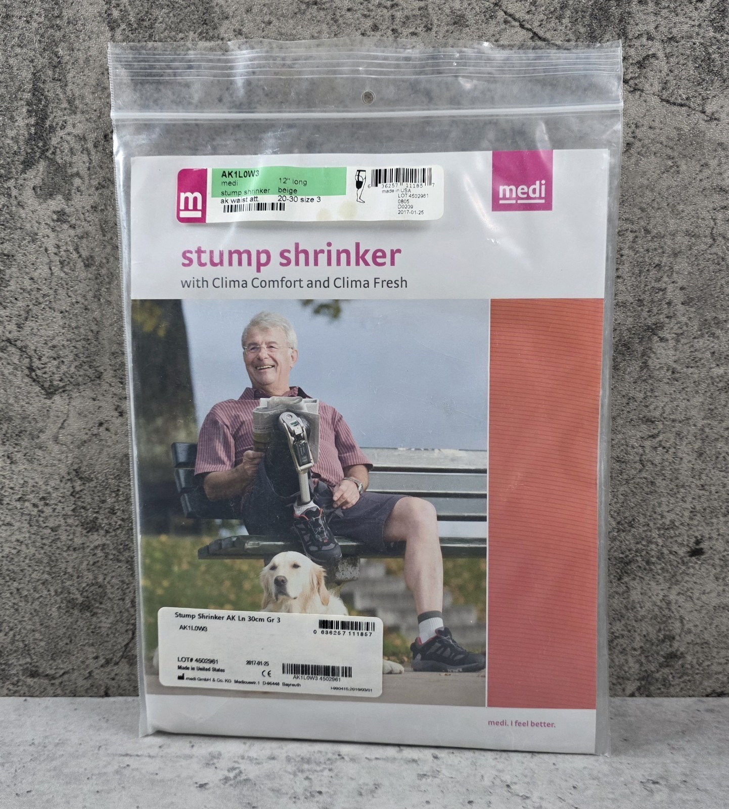Medi Prosthetic Stump Shrinker AK1L0W3 12″ Size 3 Beige 20-30mmHg NIP