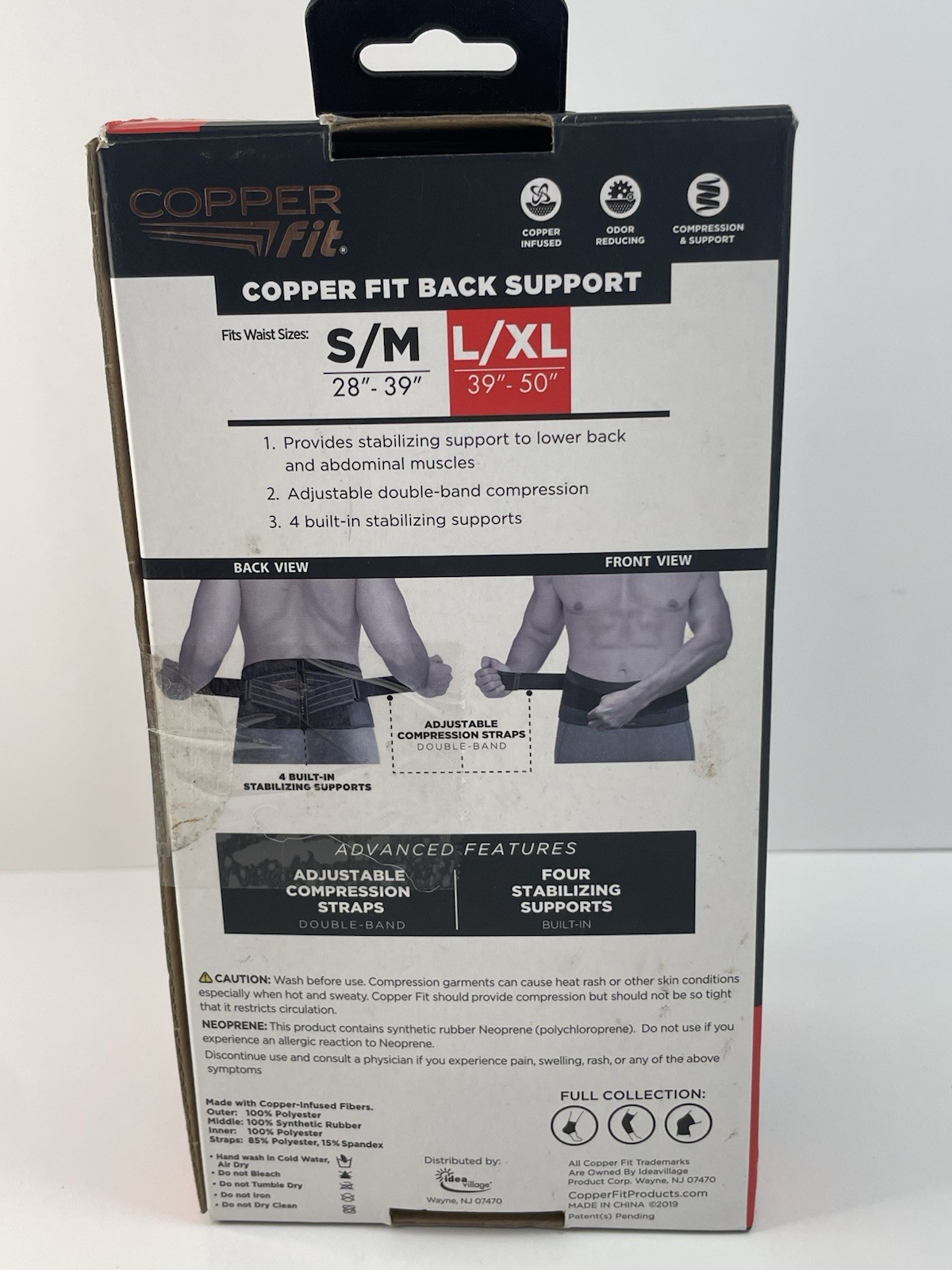Back Belt Copper fit Back Pro Compression Support Adjustable Strap L/XL 39″- 50″