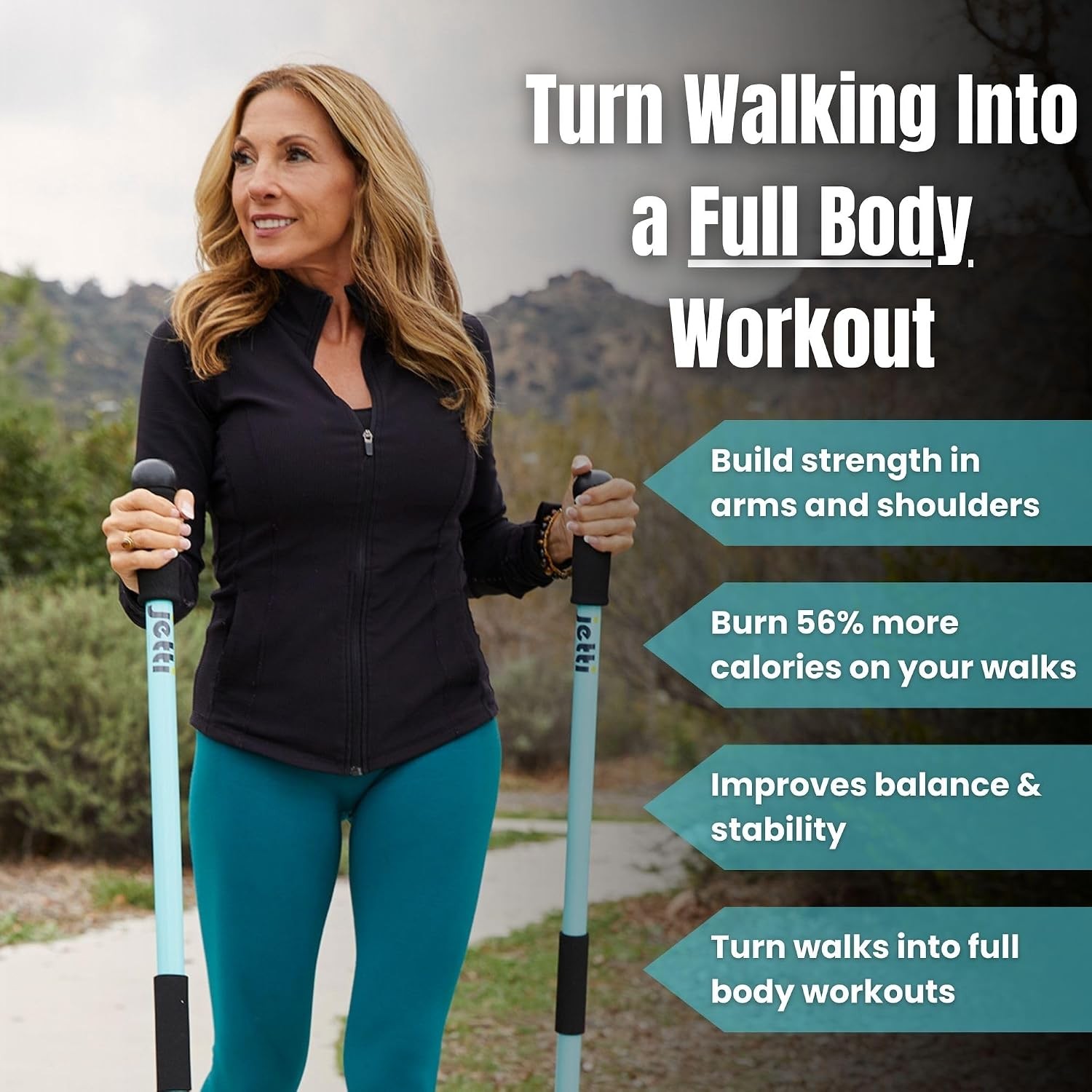 Weighted Walking Sticks Seniors Women & Men – 1.2lb Each Ergonomic Hiking Poles