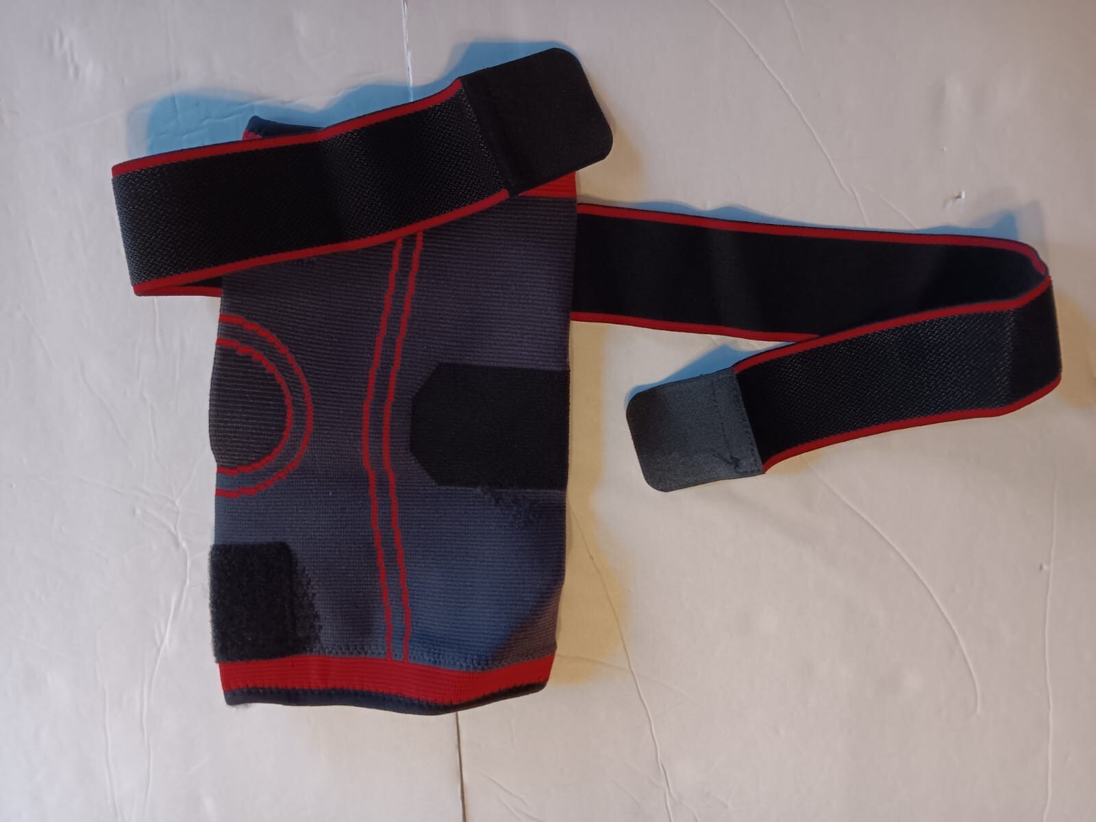 DCF Knee Compression Sleeve with Adjustable Straps Large Black With Red Trim