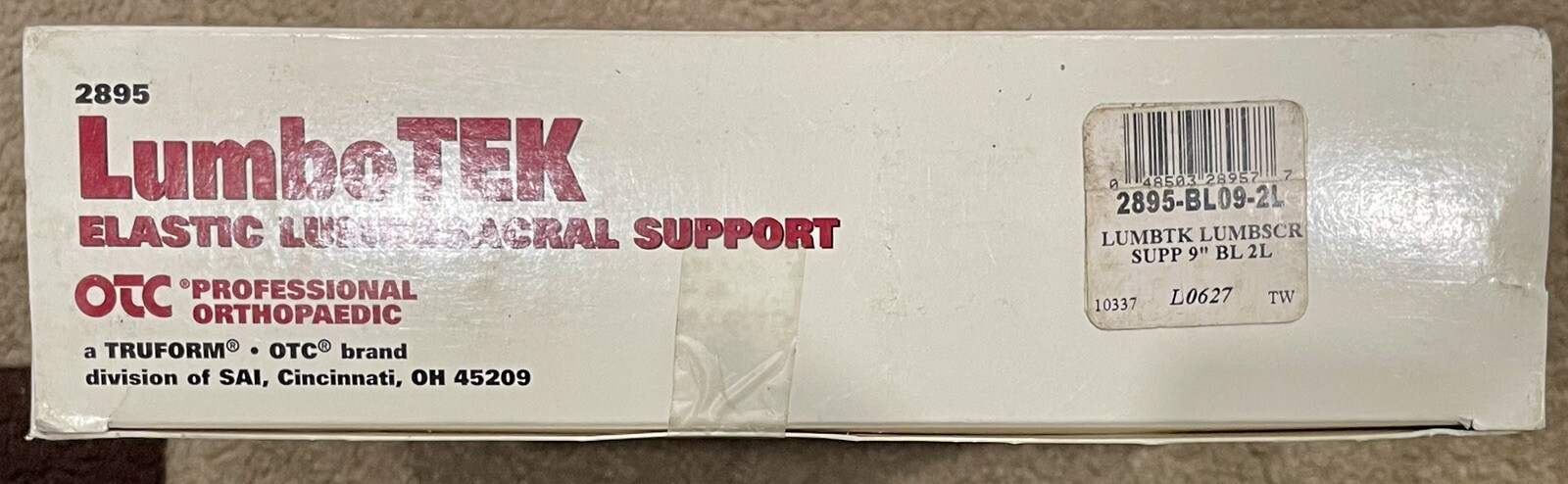 OTC LumboTek Lumbosacral Support with Back Inserts 9″-2XL, Black, (2895-BL09-2L)