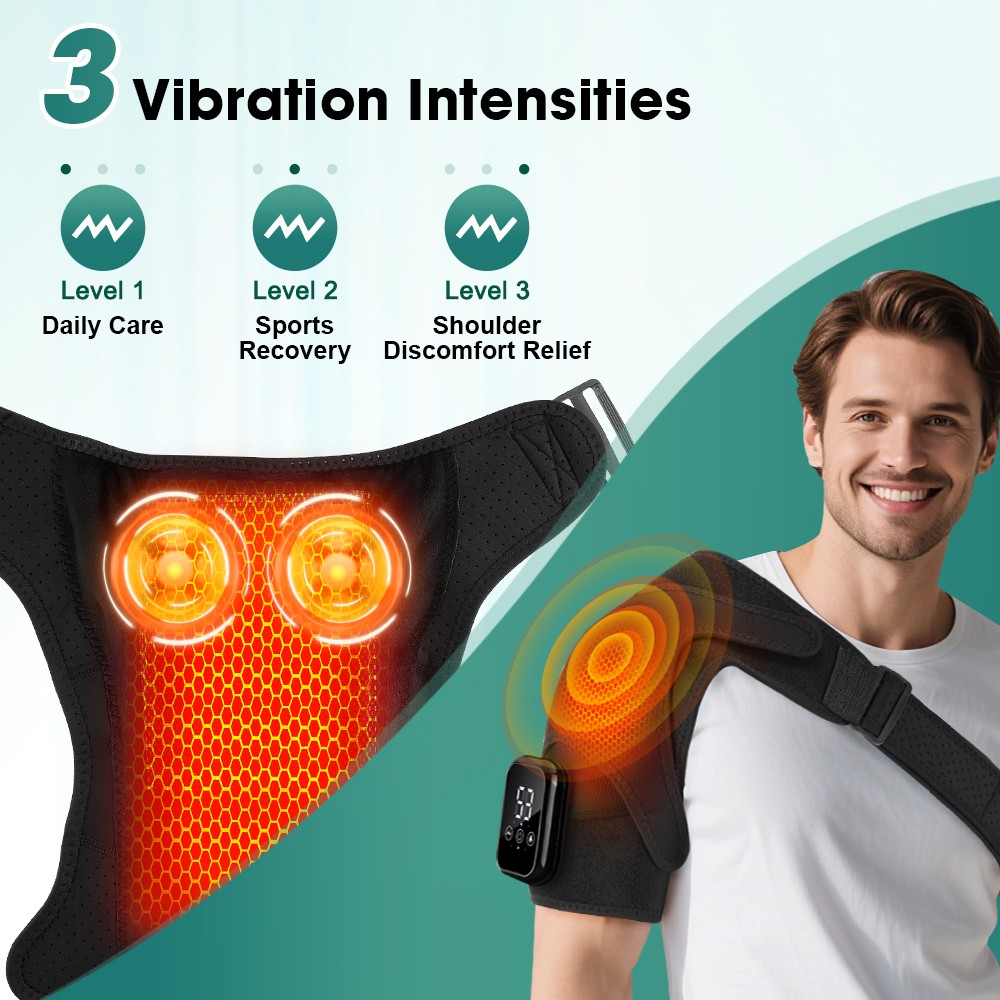 Heating Vibration Shoulder Wrap Electric Cordless Vibration Massage Heated Brace