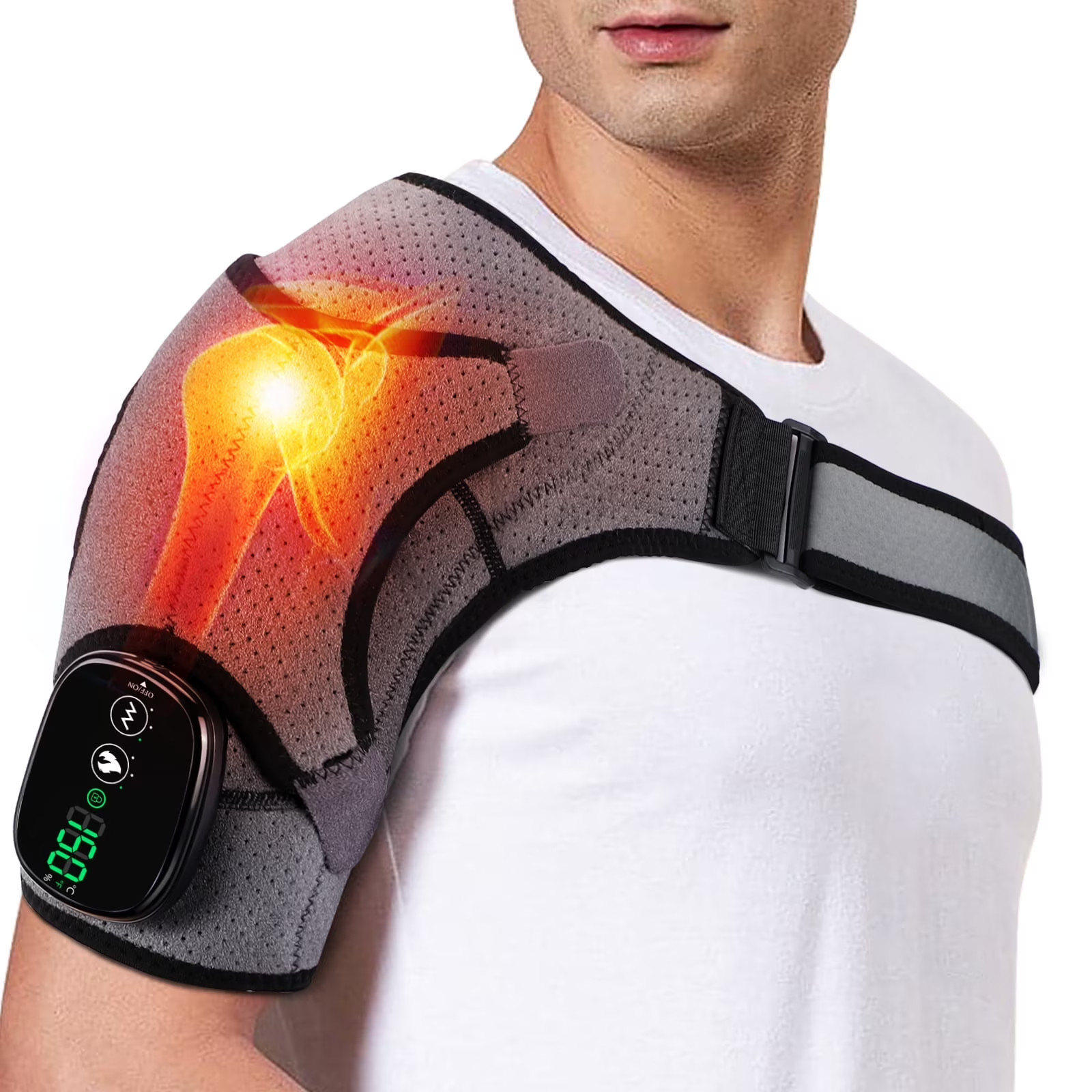 Heated Shoulder Vibrating Massager Wrap Cordless Pads Rechargeable Men Women