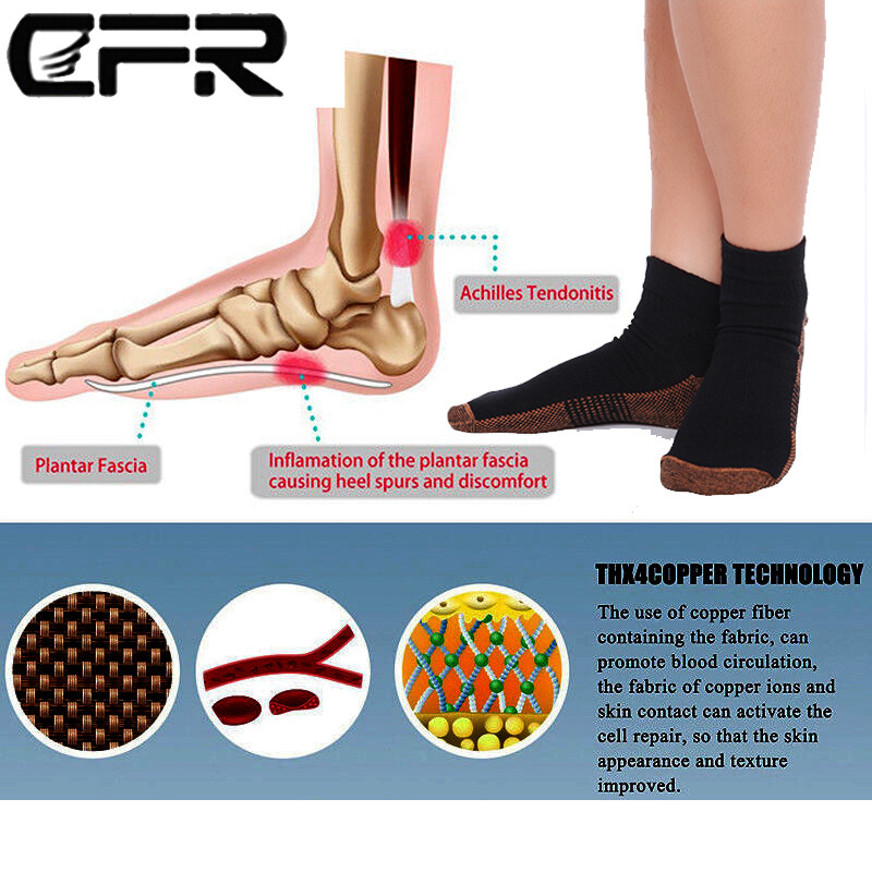 Compression Socks Copper Infused Arch Support Foot Plantar Fasciitis Running